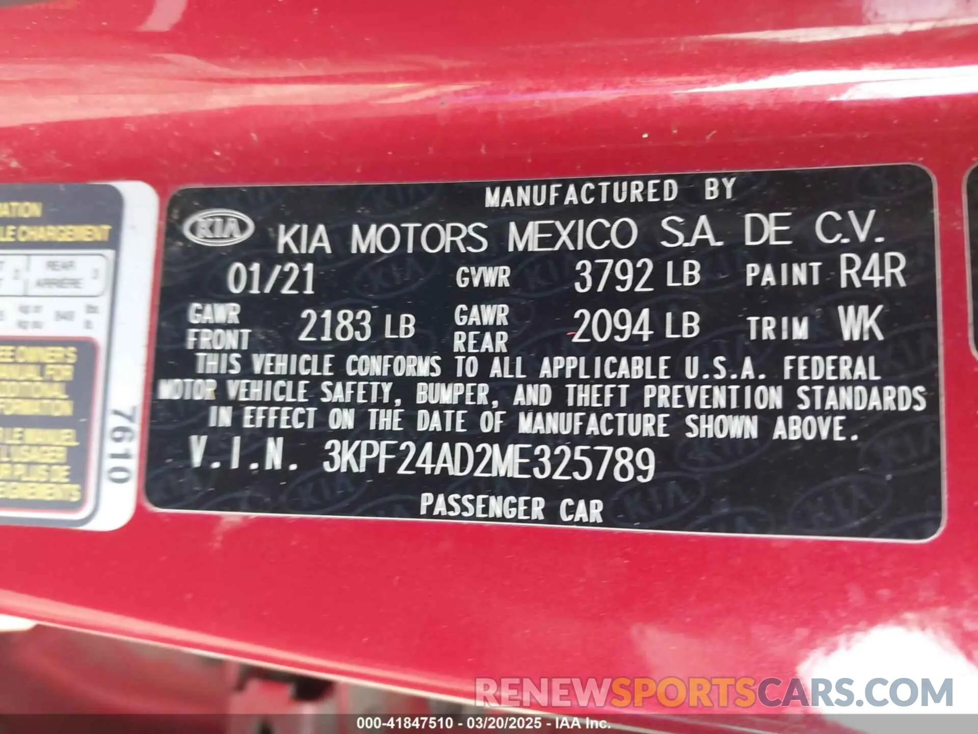 9 fotografías del automóvil dañado 3KPF24AD2ME325789 KIA FORTE 2021