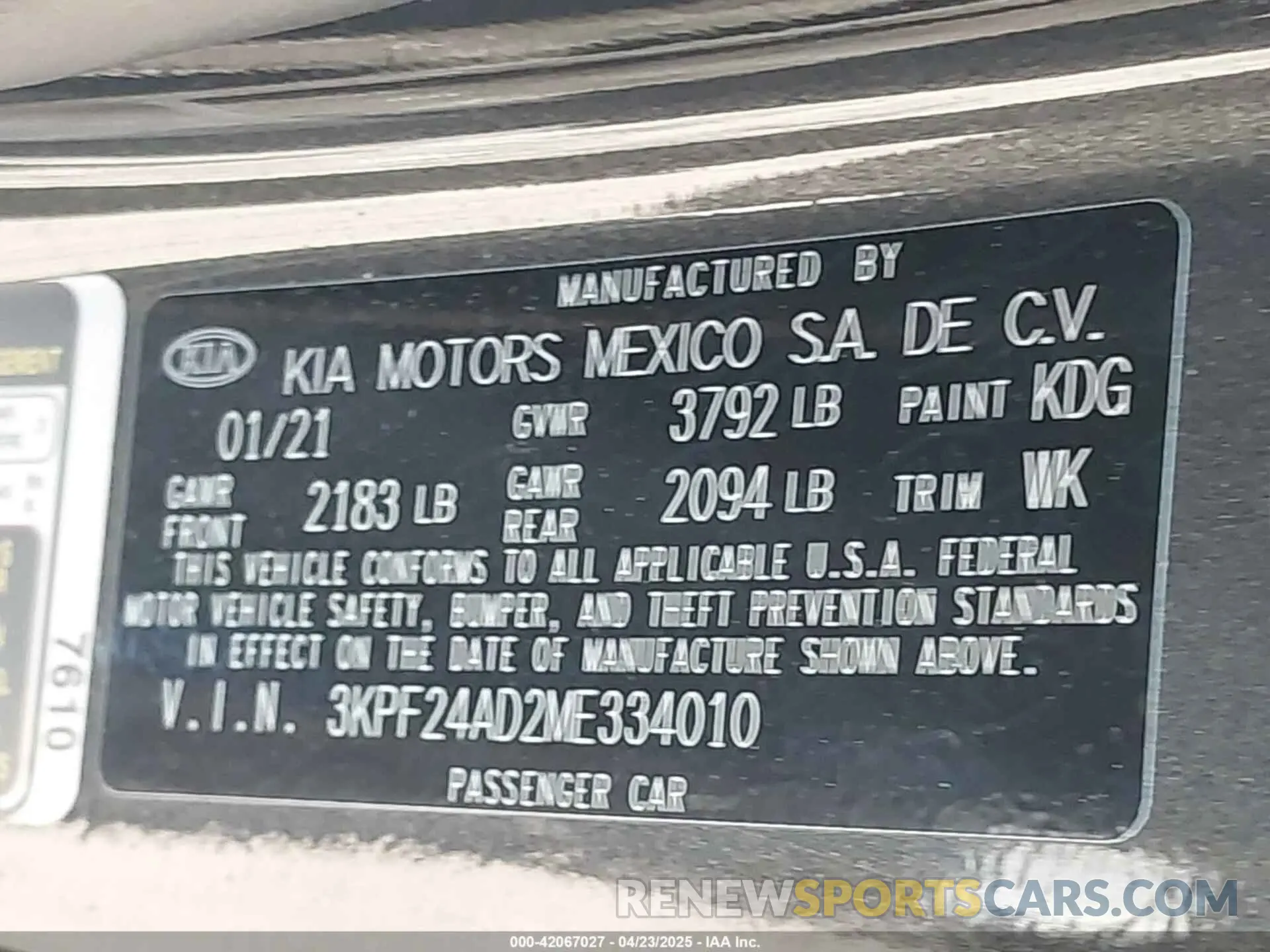 9 fotografías del automóvil dañado 3KPF24AD2ME334010 KIA FORTE 2021