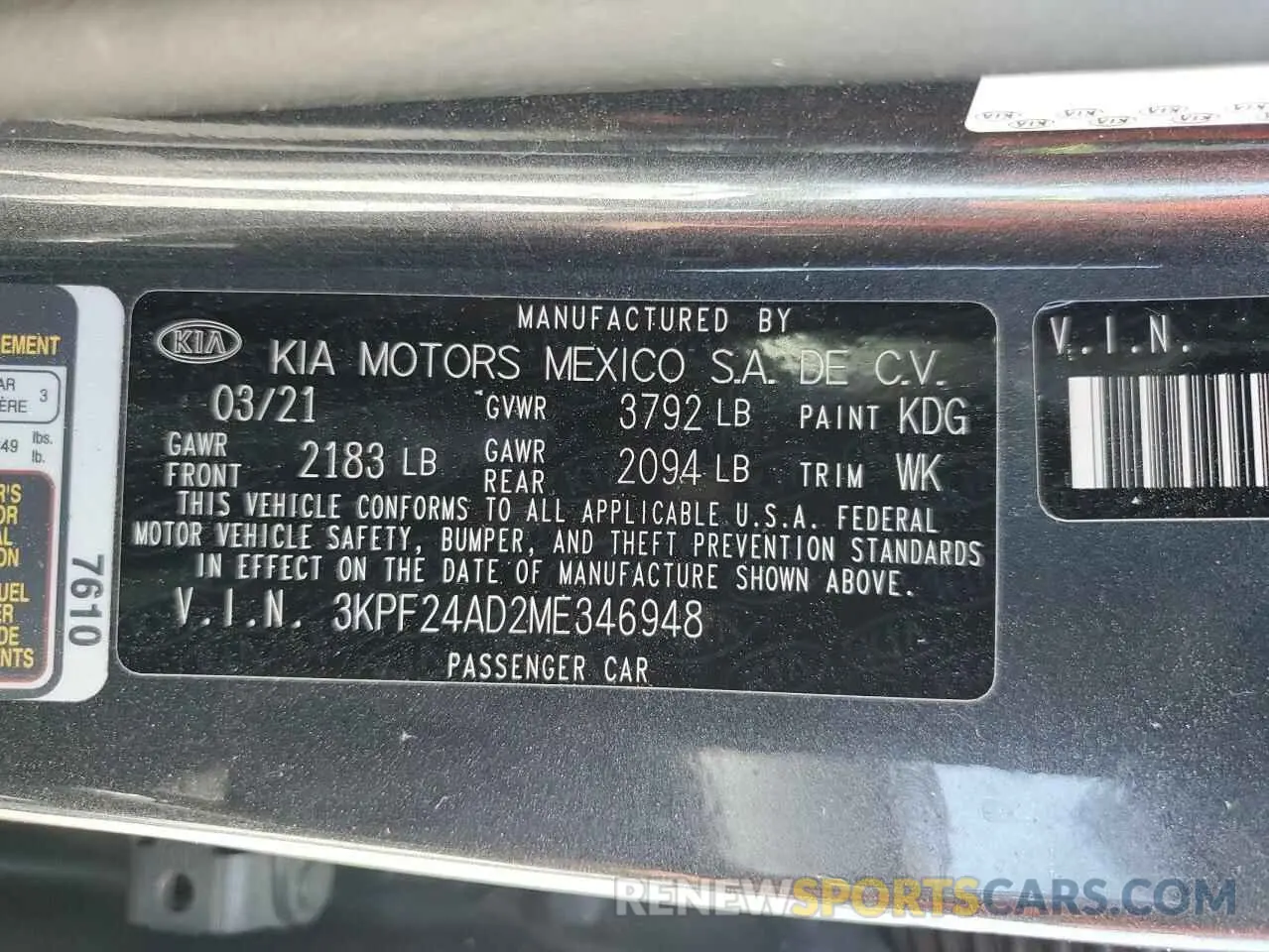 13 fotografías del automóvil dañado 3KPF24AD2ME346948 KIA FORTE 2021