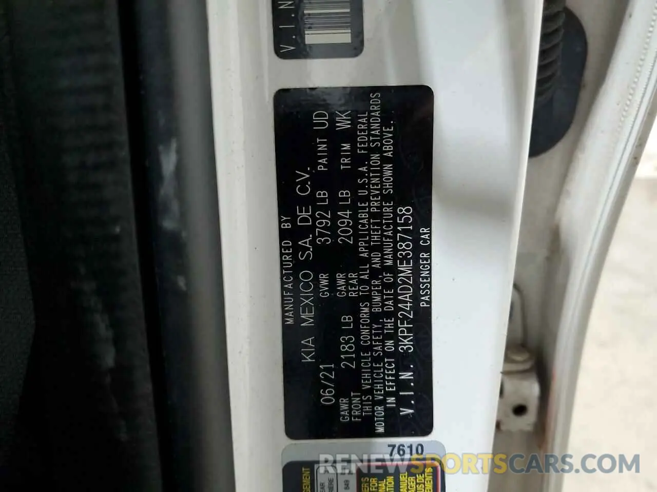 13 fotografías del automóvil dañado 3KPF24AD2ME387158 KIA FORTE 2021