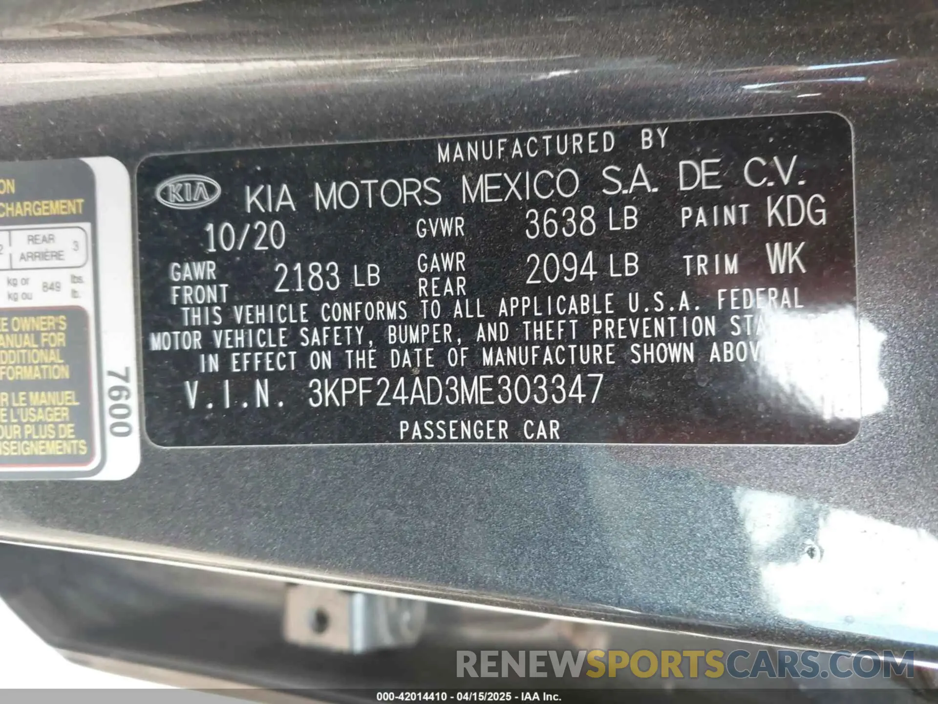9 fotografías del automóvil dañado 3KPF24AD3ME303347 KIA FORTE 2021