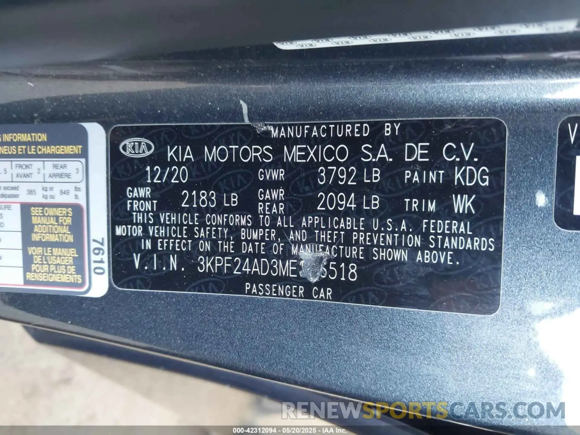 9 fotografías del automóvil dañado 3KPF24AD3ME316518 KIA FORTE 2021