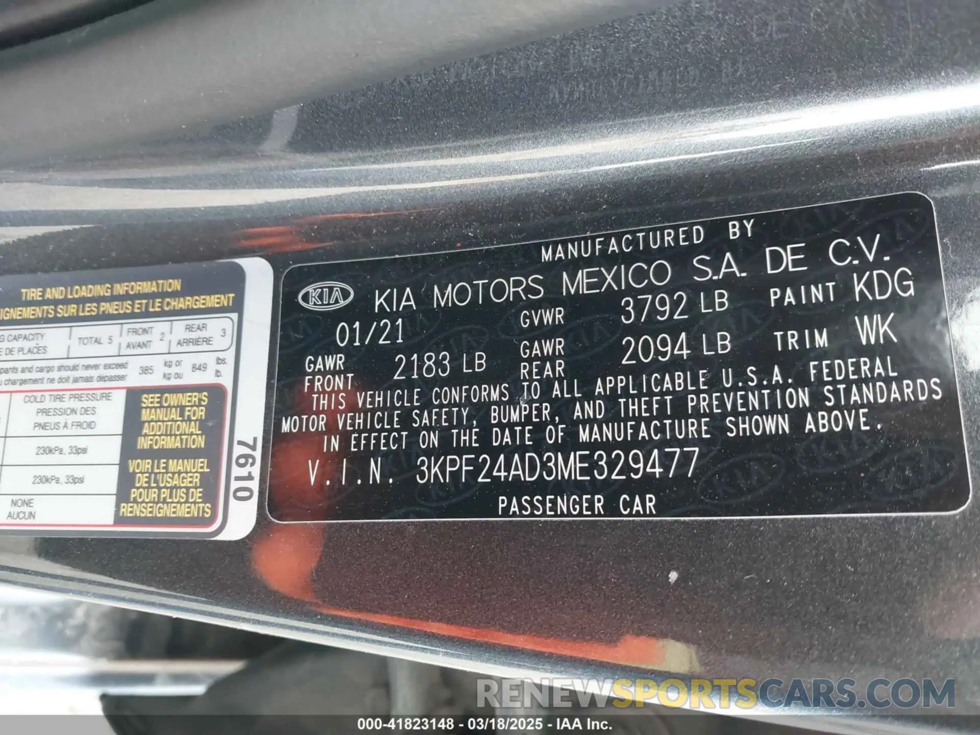 9 fotografías del automóvil dañado 3KPF24AD3ME329477 KIA FORTE 2021