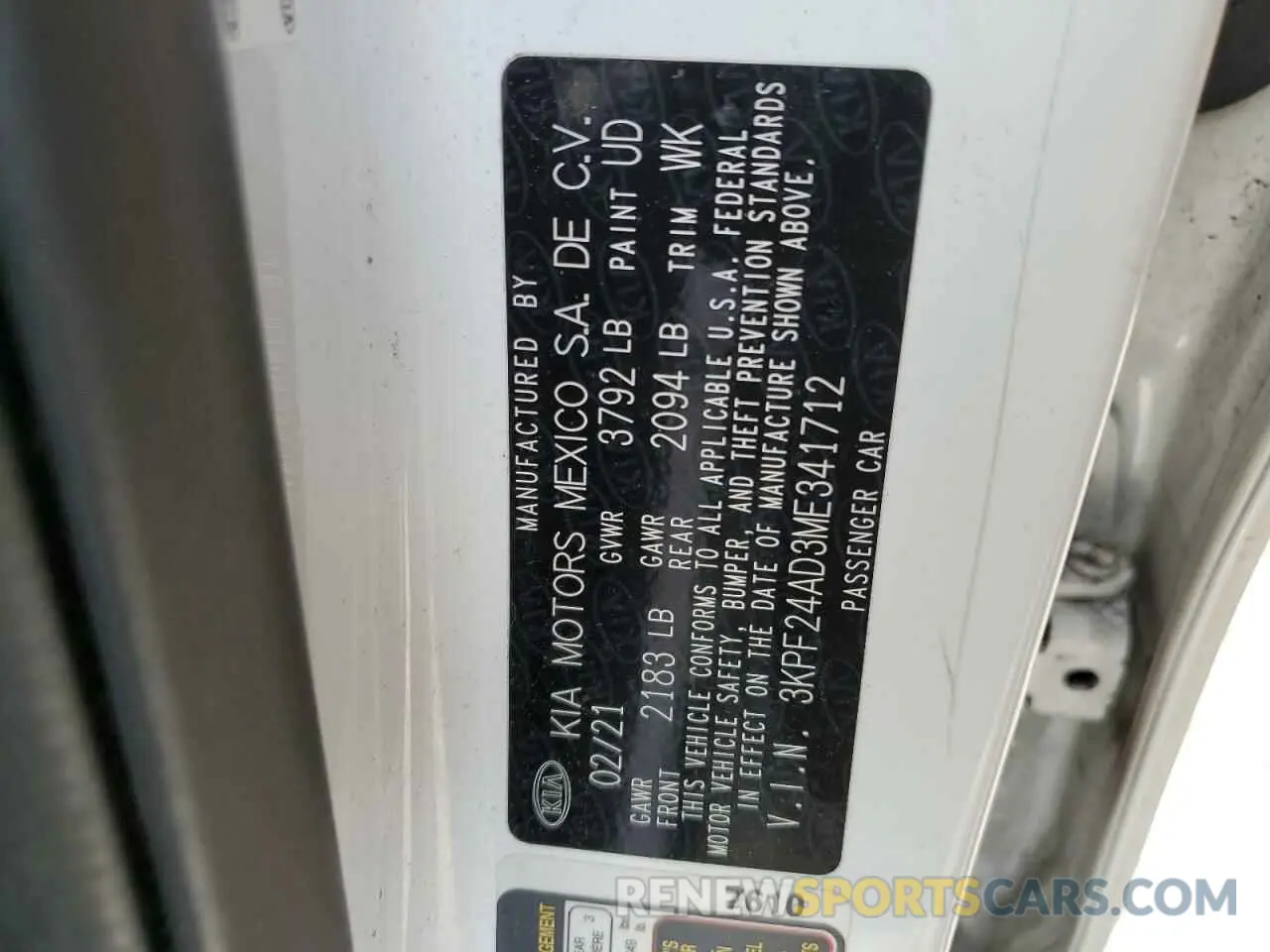 12 fotografías del automóvil dañado 3KPF24AD3ME341712 KIA FORTE 2021