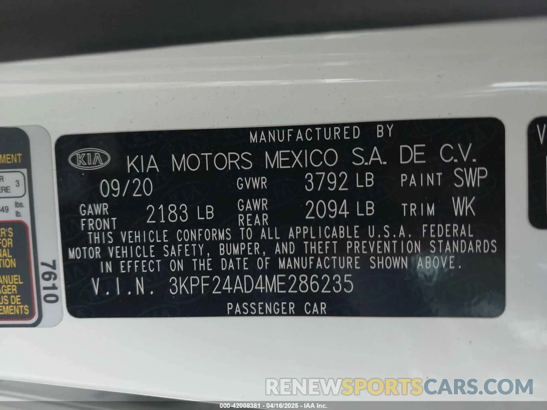 9 fotografías del automóvil dañado 3KPF24AD4ME286235 KIA FORTE 2021