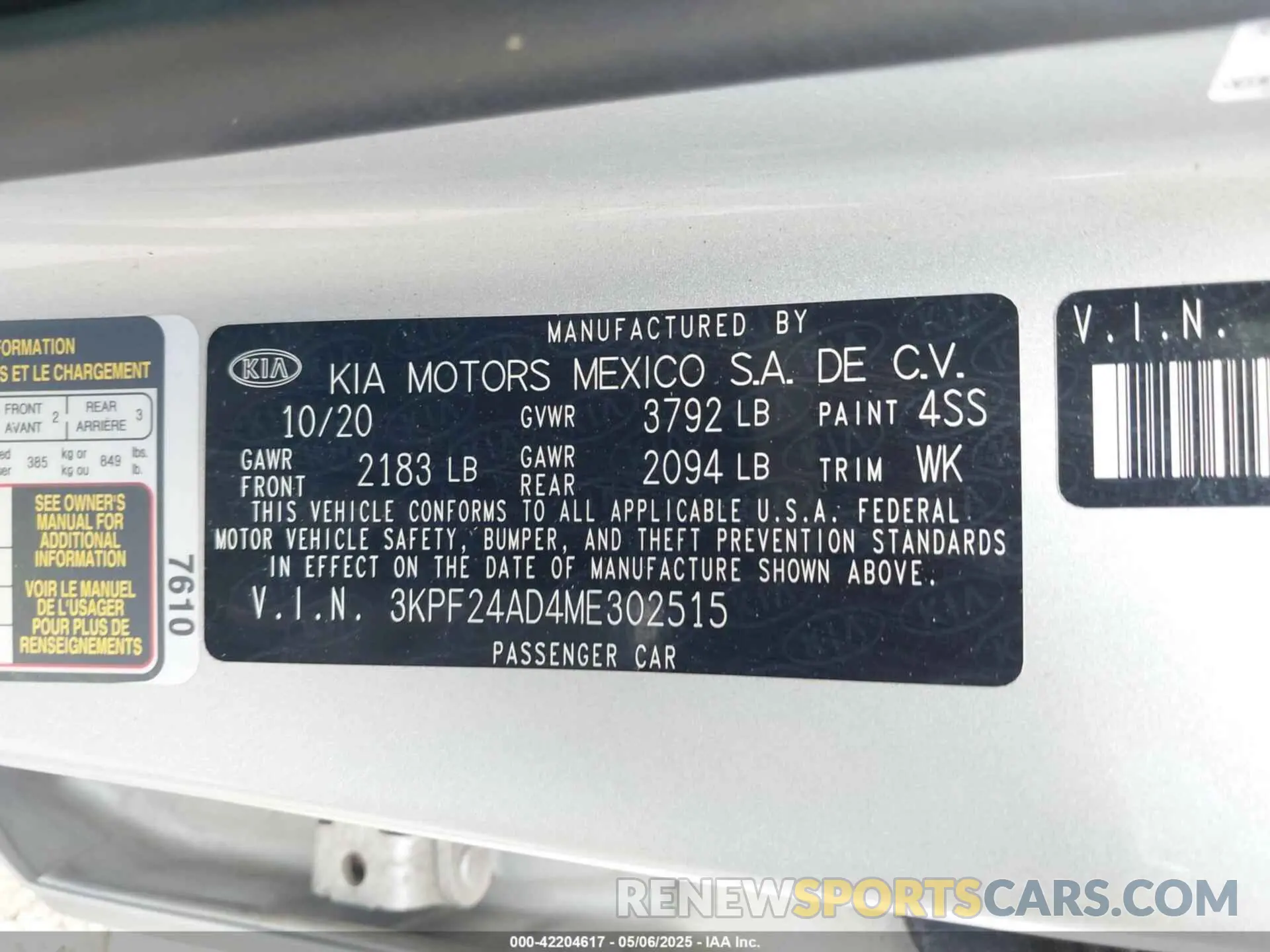 9 fotografías del automóvil dañado 3KPF24AD4ME302515 KIA FORTE 2021