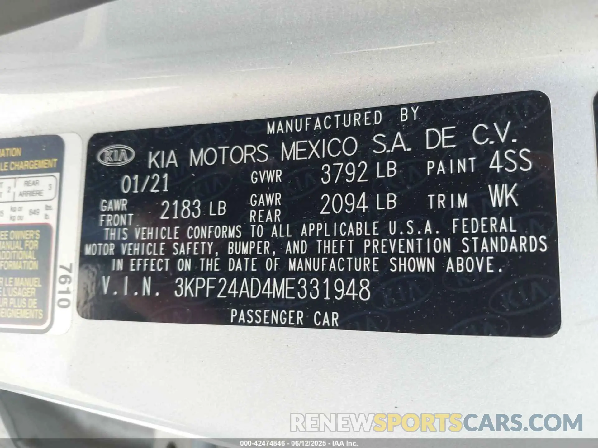 9 fotografías del automóvil dañado 3KPF24AD4ME331948 KIA FORTE 2021