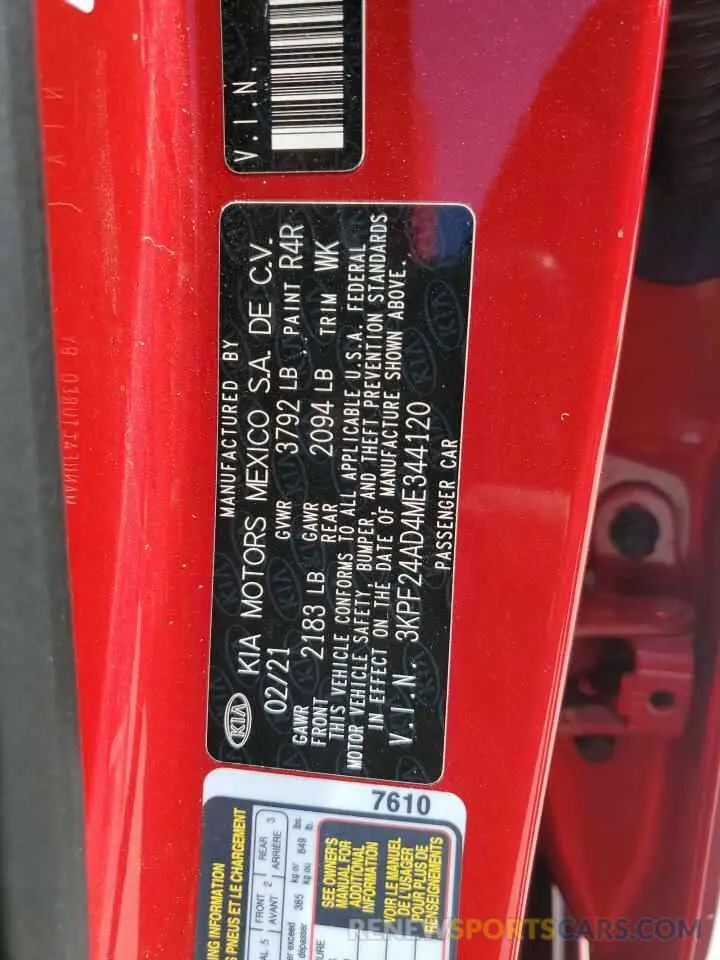 14 fotografías del automóvil dañado 3KPF24AD4ME344120 KIA FORTE 2021