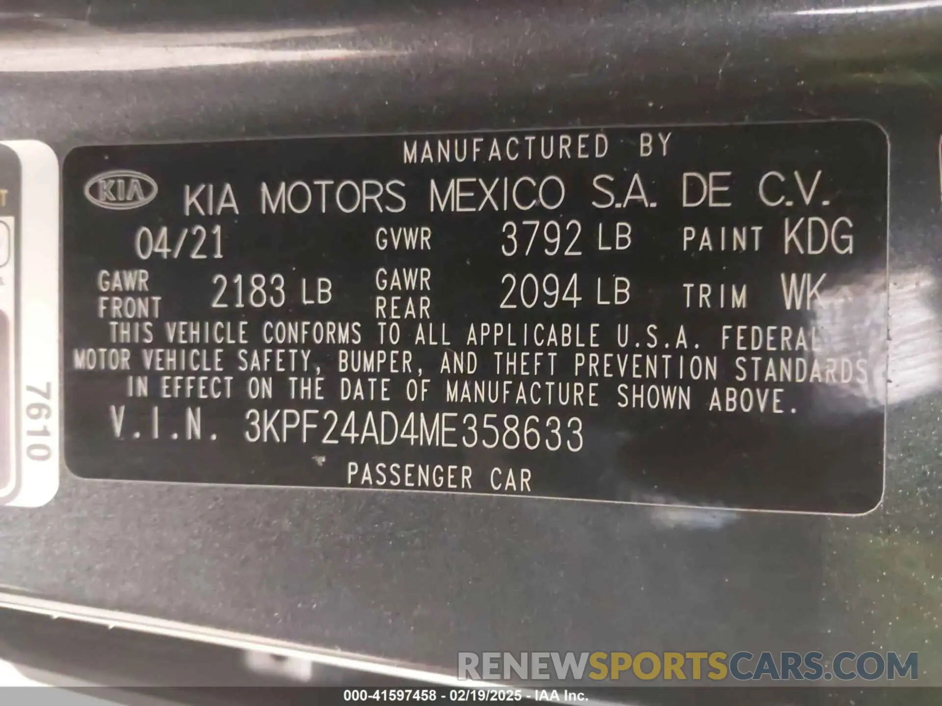 9 fotografías del automóvil dañado 3KPF24AD4ME358633 KIA FORTE 2021