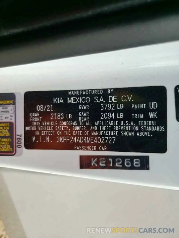13 fotografías del automóvil dañado 3KPF24AD4ME402727 KIA FORTE 2021