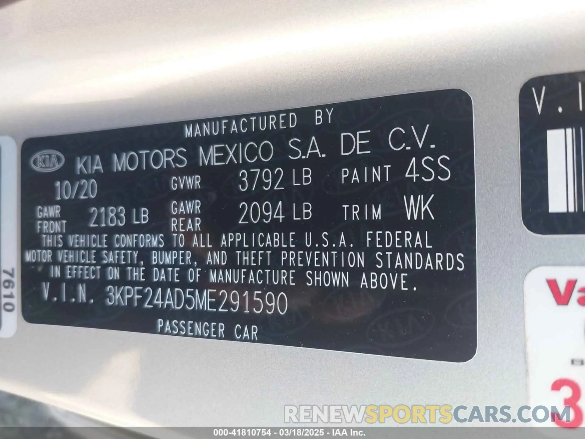 9 fotografías del automóvil dañado 3KPF24AD5ME291590 KIA FORTE 2021