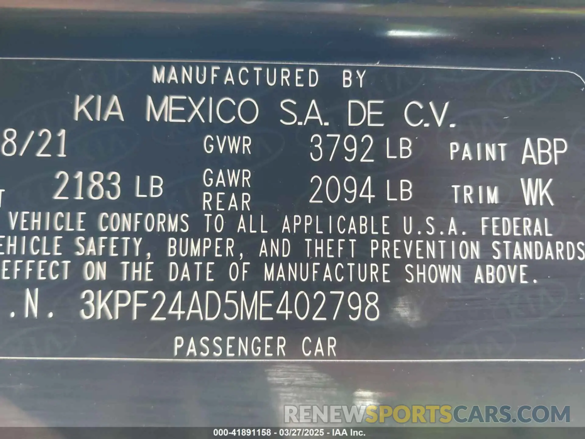 9 fotografías del automóvil dañado 3KPF24AD5ME402798 KIA FORTE 2021