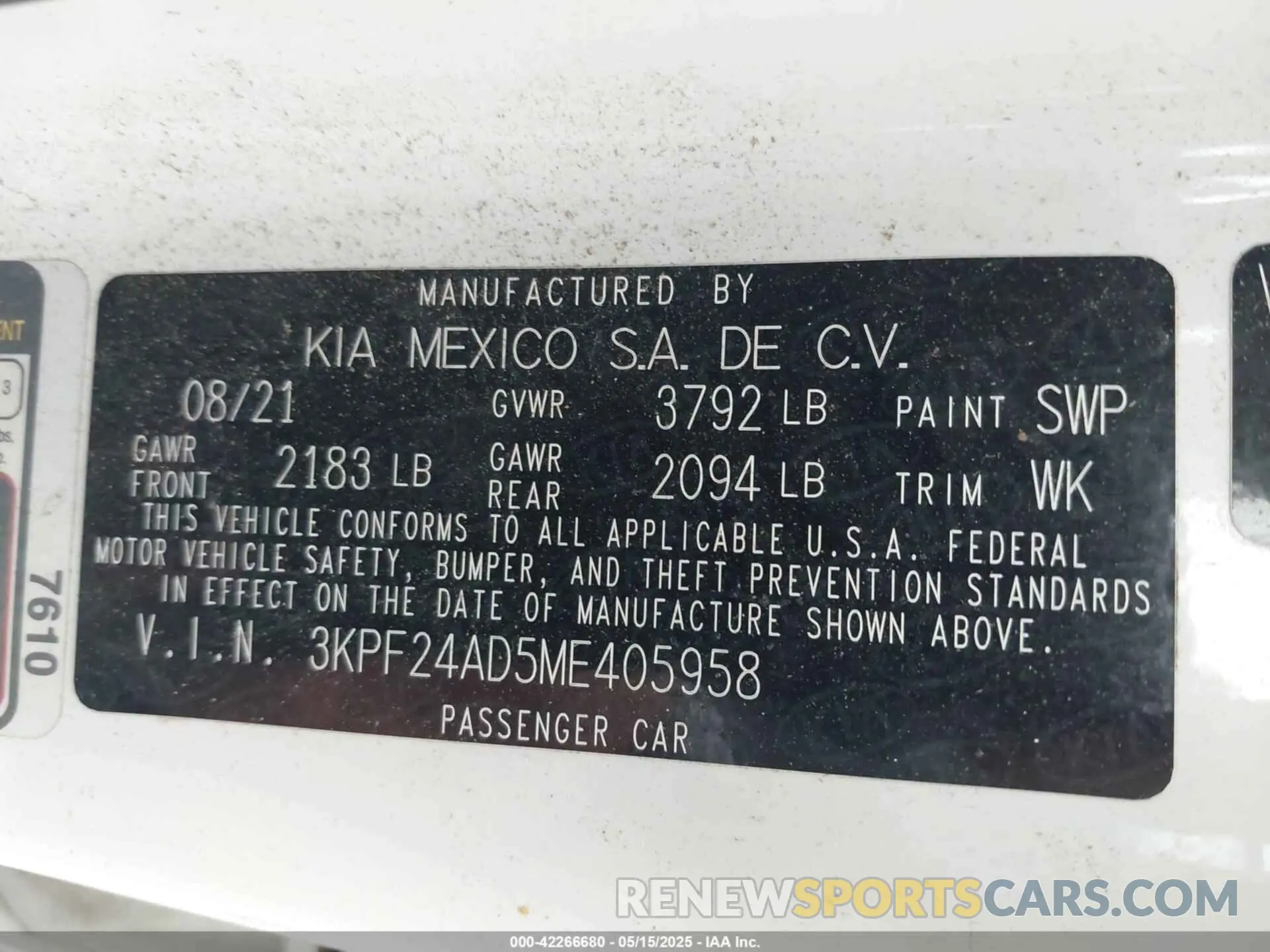 9 fotografías del automóvil dañado 3KPF24AD5ME405958 KIA FORTE 2021