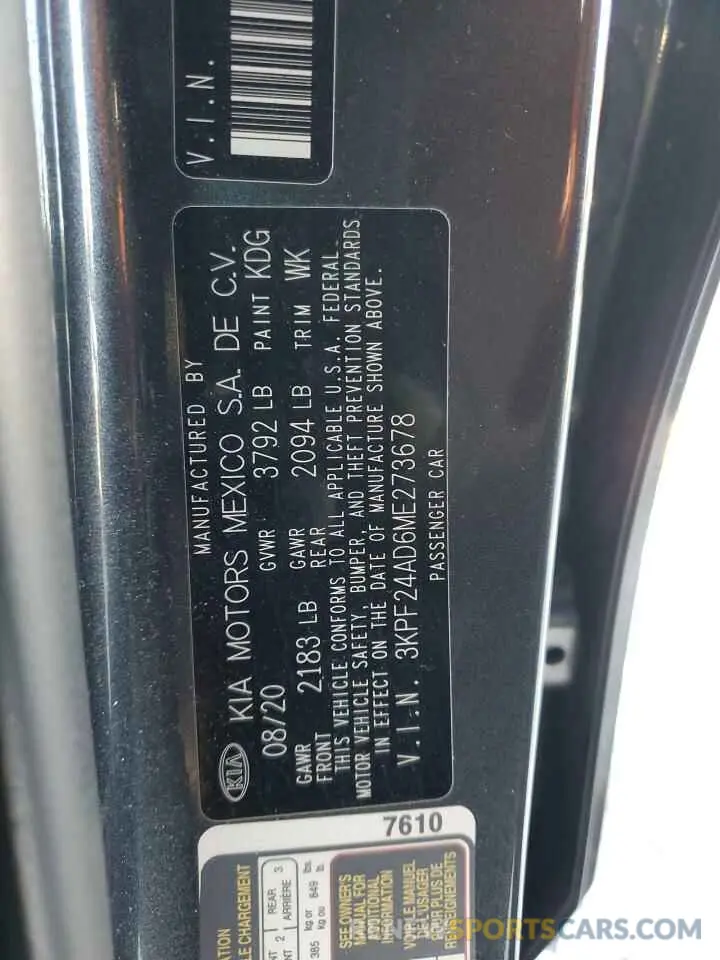 13 fotografías del automóvil dañado 3KPF24AD6ME273678 KIA FORTE 2021