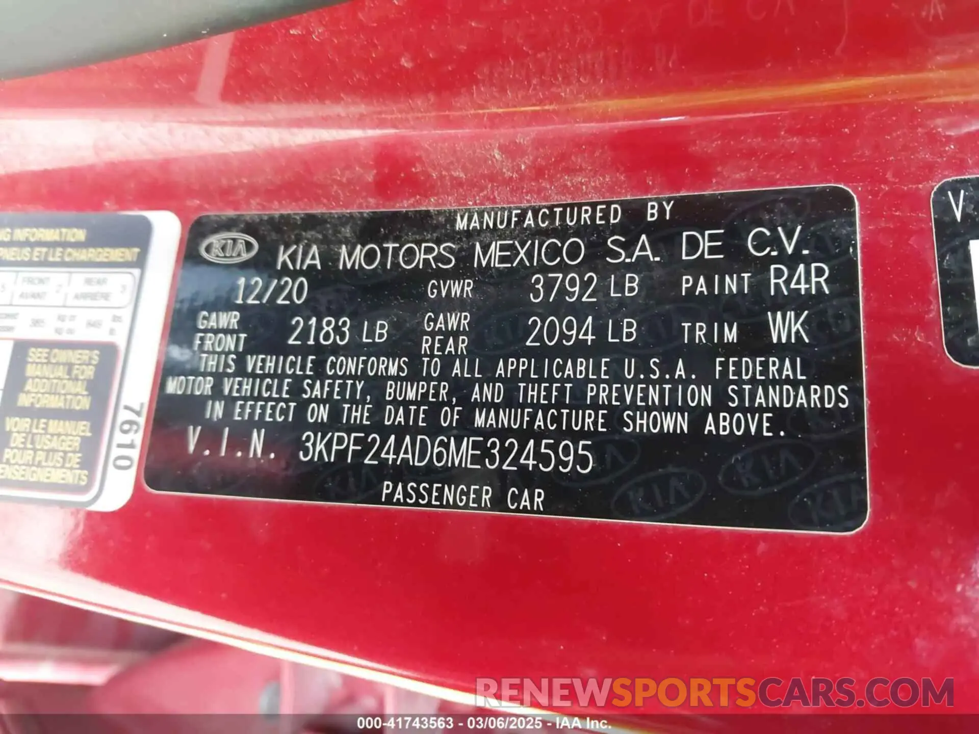 9 fotografías del automóvil dañado 3KPF24AD6ME324595 KIA FORTE 2021