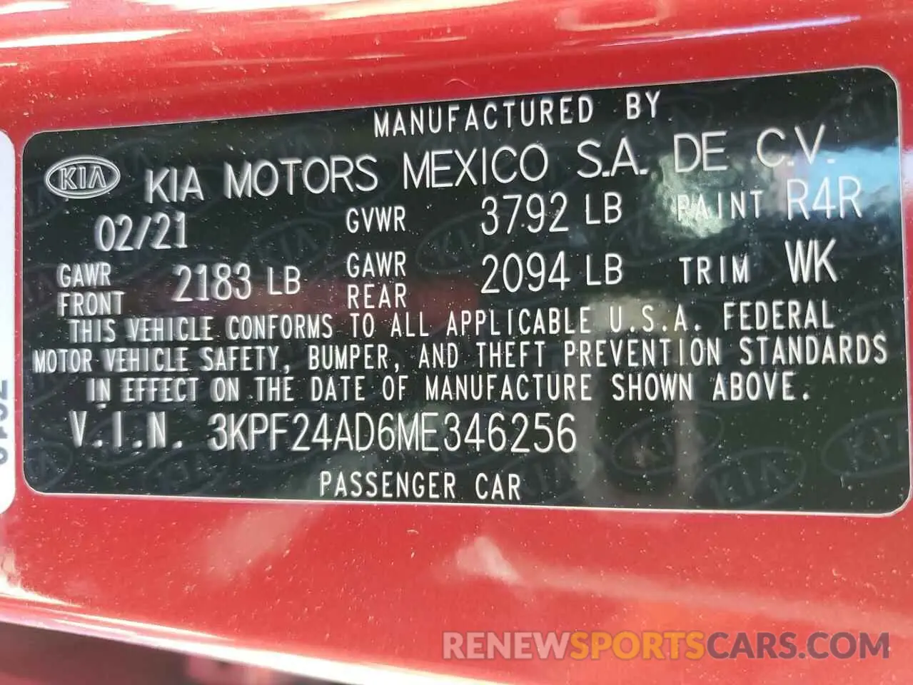 14 fotografías del automóvil dañado 3KPF24AD6ME346256 KIA FORTE 2021
