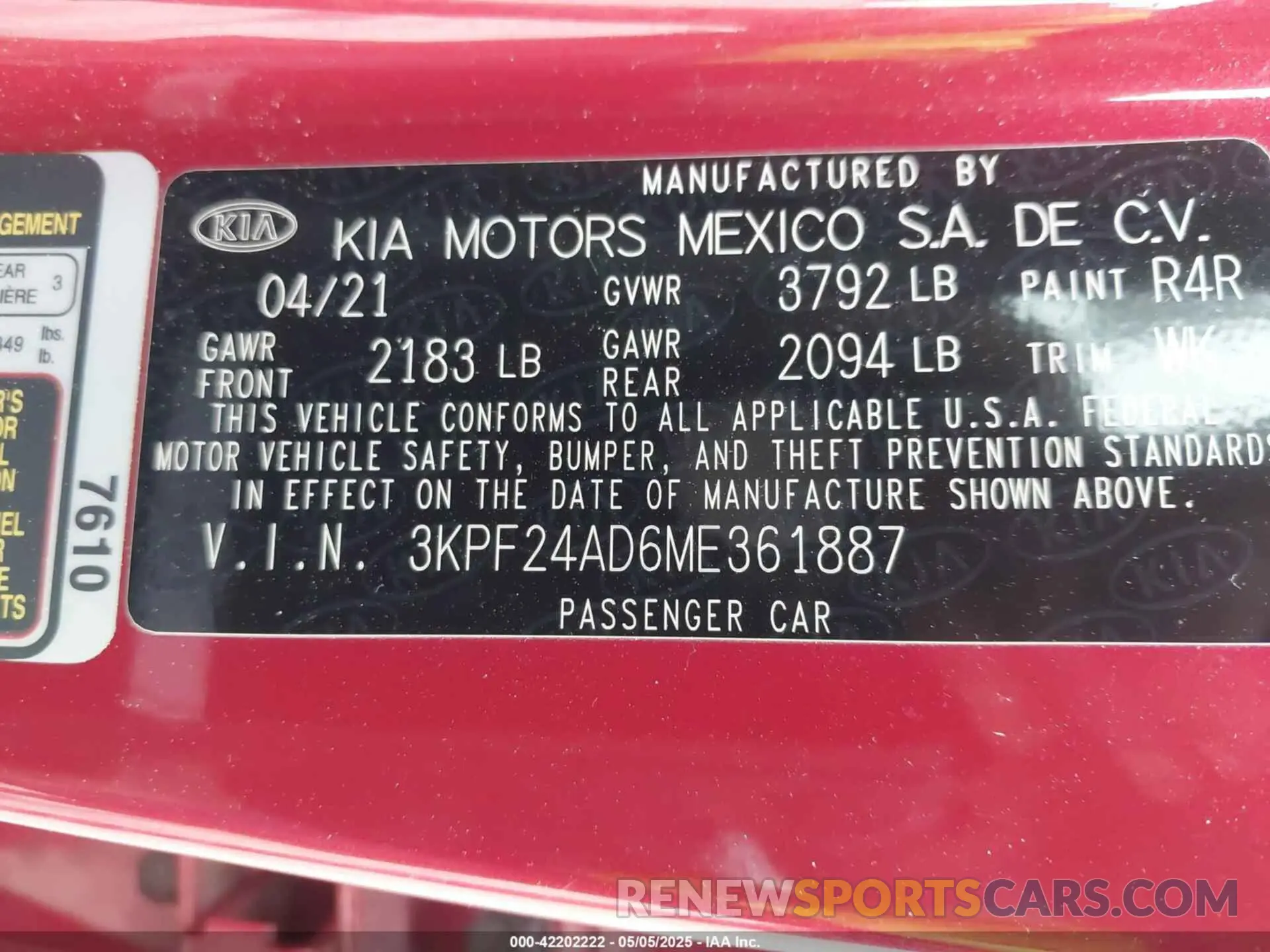 9 fotografías del automóvil dañado 3KPF24AD6ME361887 KIA FORTE 2021