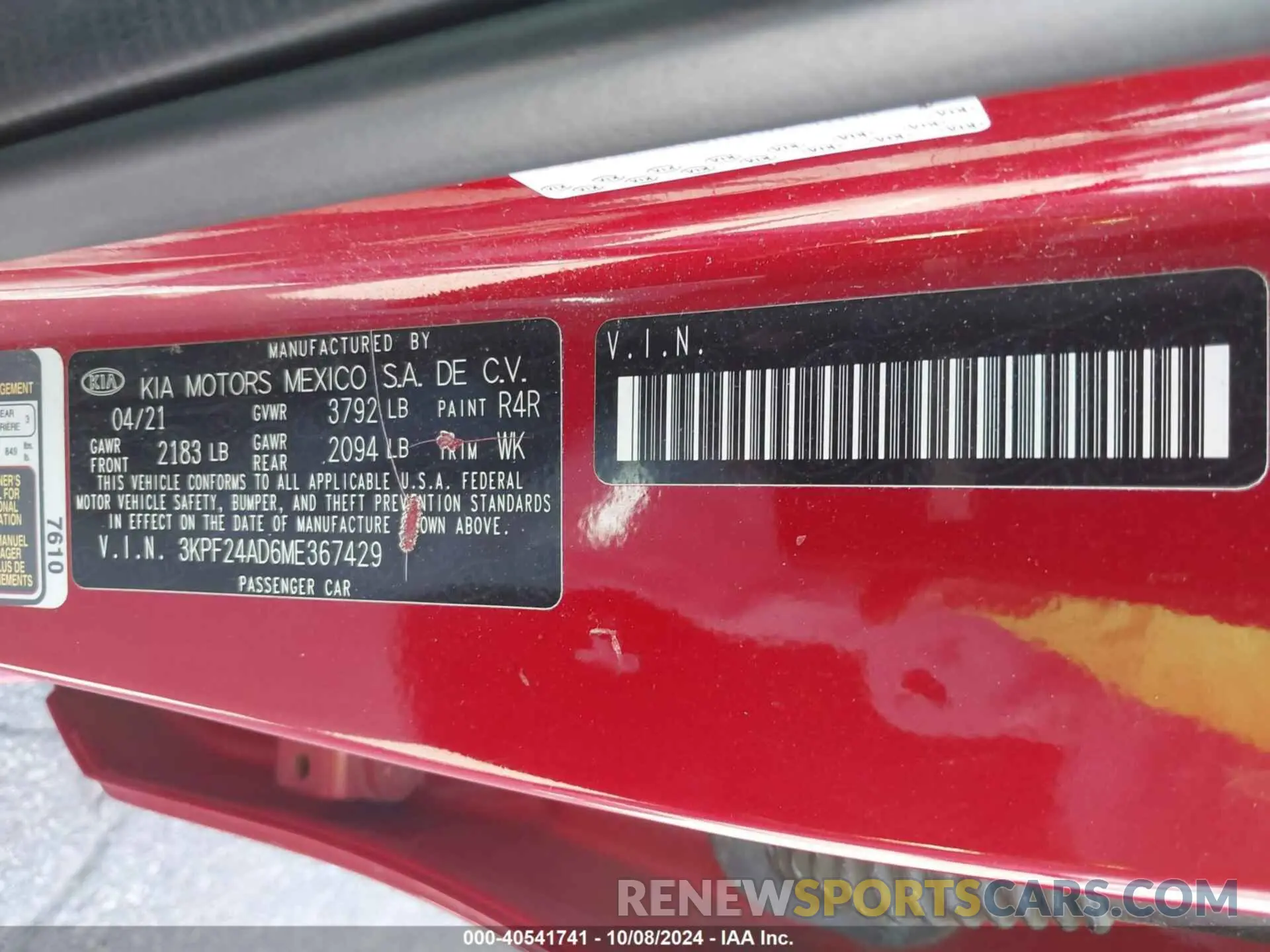 9 fotografías del automóvil dañado 3KPF24AD6ME367429 KIA FORTE 2021