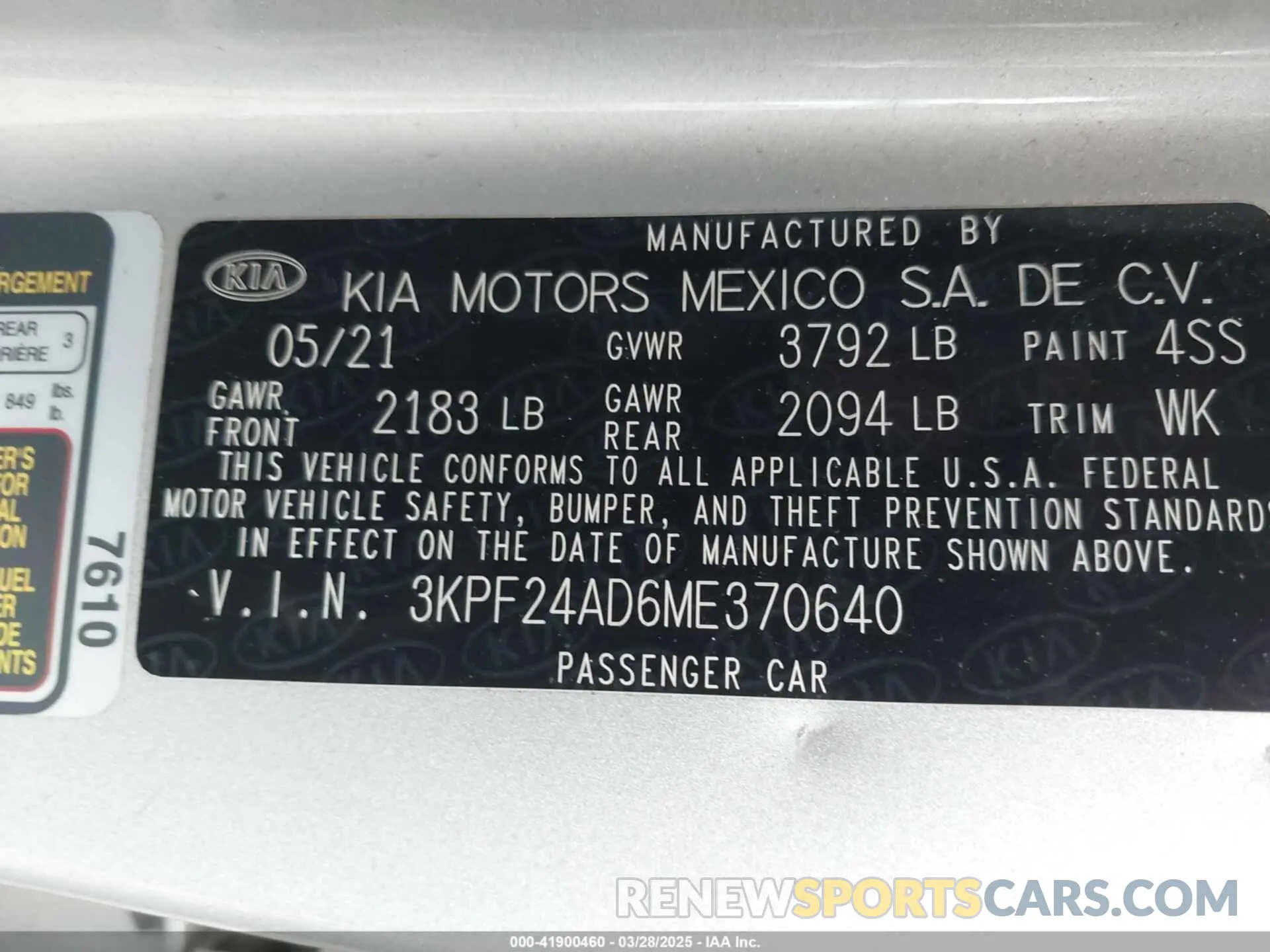 9 fotografías del automóvil dañado 3KPF24AD6ME370640 KIA FORTE 2021
