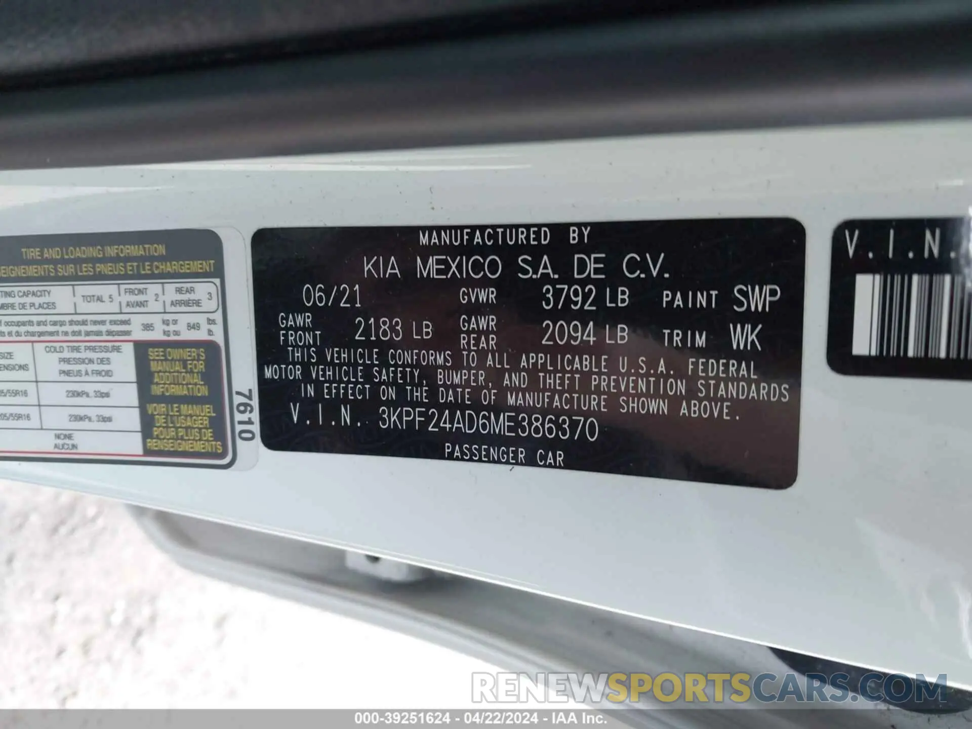 9 fotografías del automóvil dañado 3KPF24AD6ME386370 KIA FORTE 2021