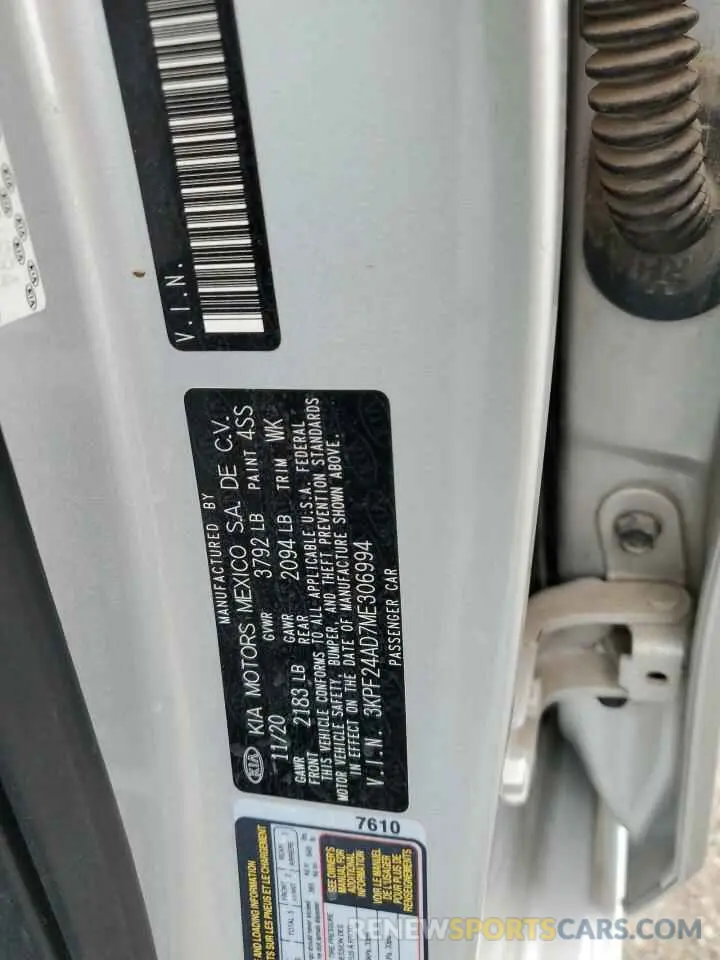 13 fotografías del automóvil dañado 3KPF24AD7ME306994 KIA FORTE 2021