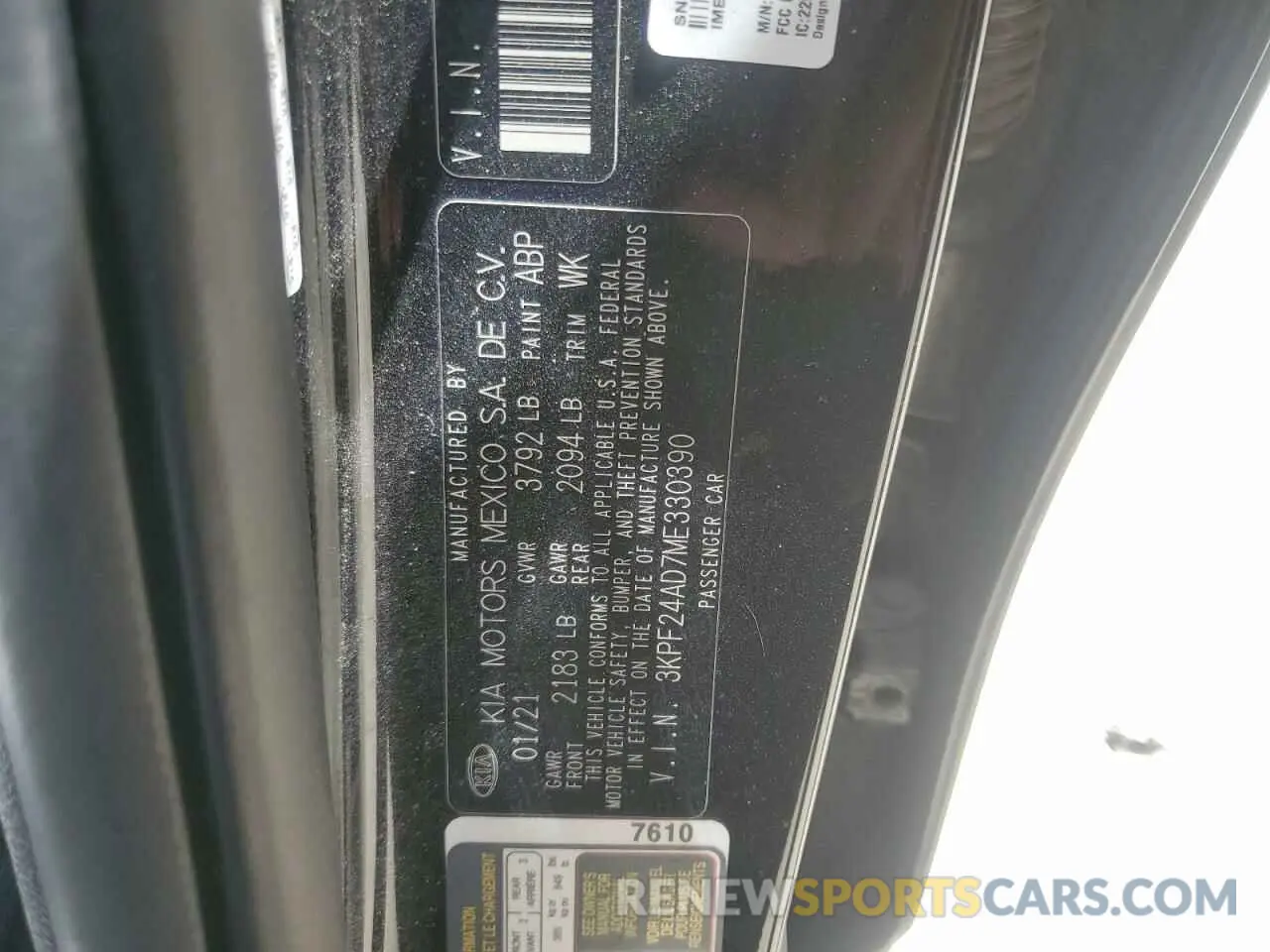12 fotografías del automóvil dañado 3KPF24AD7ME330390 KIA FORTE 2021