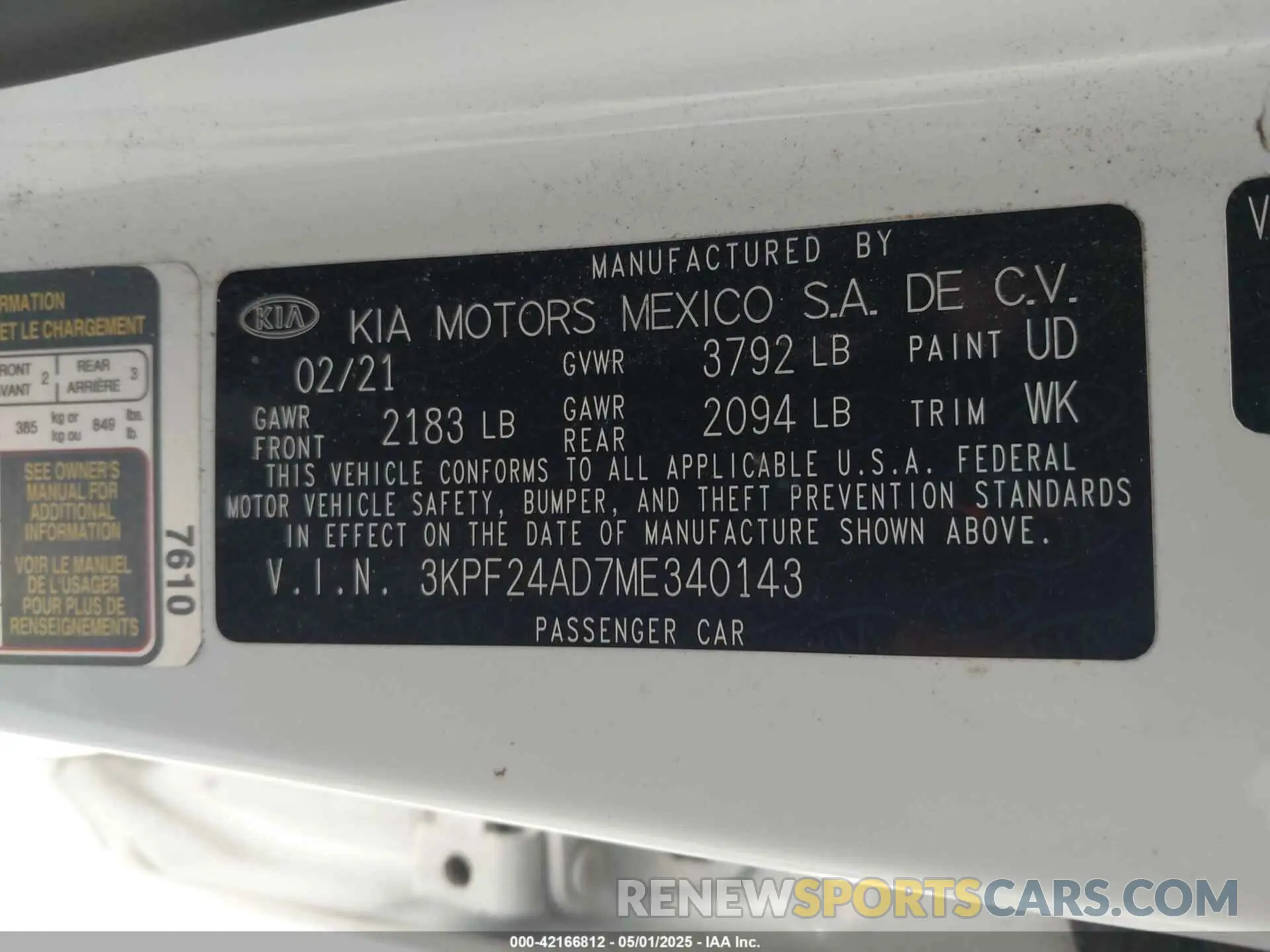 9 fotografías del automóvil dañado 3KPF24AD7ME340143 KIA FORTE 2021