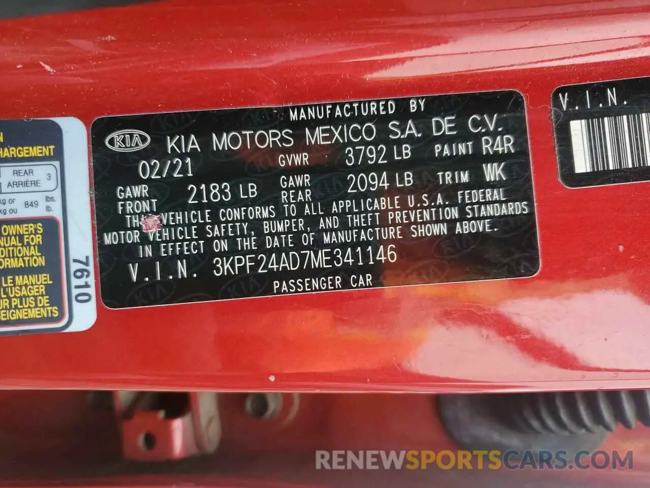 12 fotografías del automóvil dañado 3KPF24AD7ME341146 KIA FORTE 2021