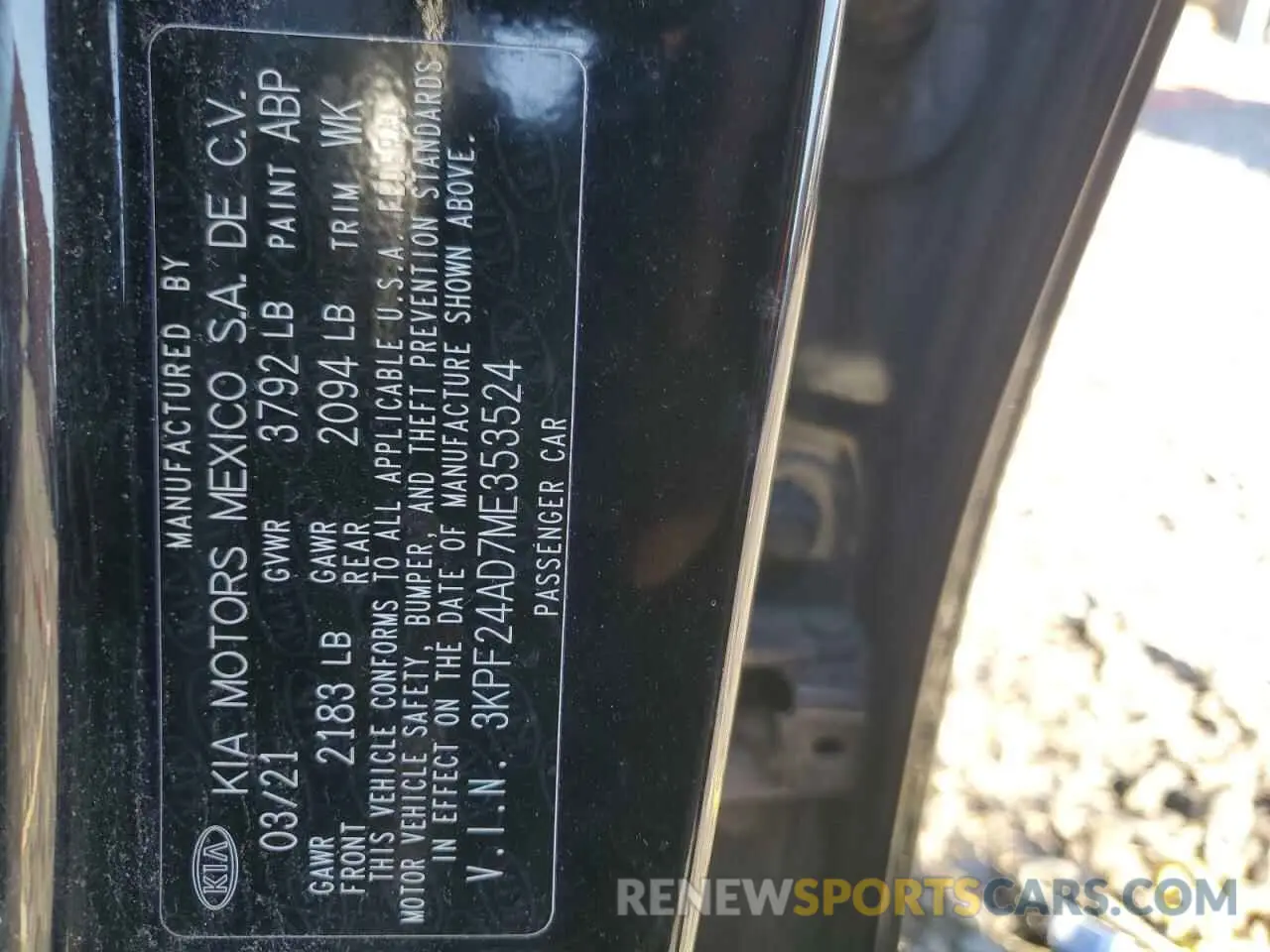 12 fotografías del automóvil dañado 3KPF24AD7ME353524 KIA FORTE 2021