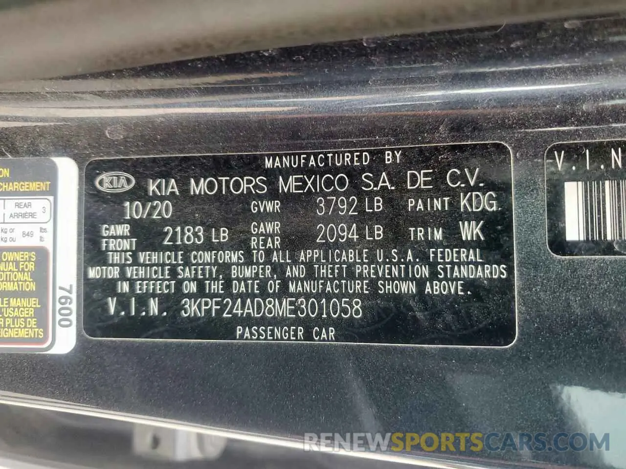 10 fotografías del automóvil dañado 3KPF24AD8ME301058 KIA FORTE 2021