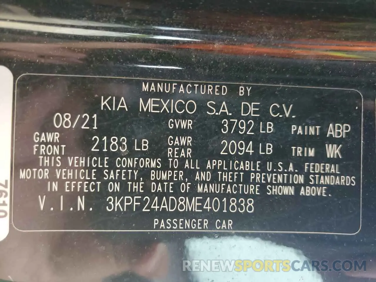 13 fotografías del automóvil dañado 3KPF24AD8ME401838 KIA FORTE 2021