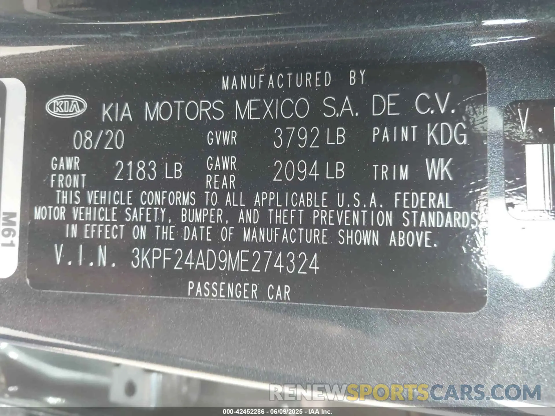 9 fotografías del automóvil dañado 3KPF24AD9ME274324 KIA FORTE 2021