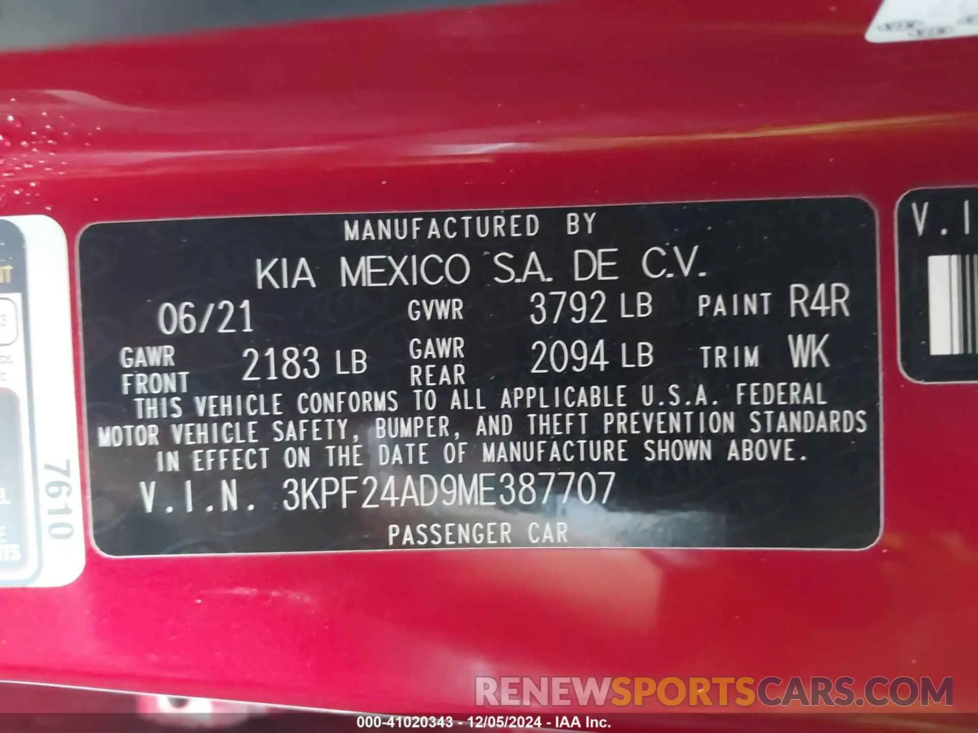 9 fotografías del automóvil dañado 3KPF24AD9ME387707 KIA FORTE 2021