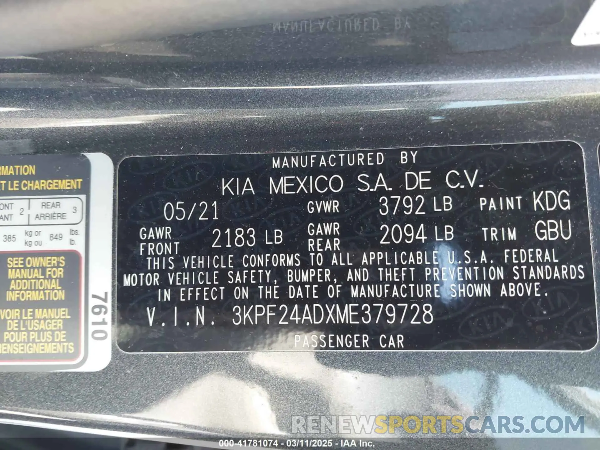 9 fotografías del automóvil dañado 3KPF24ADXME379728 KIA FORTE 2021
