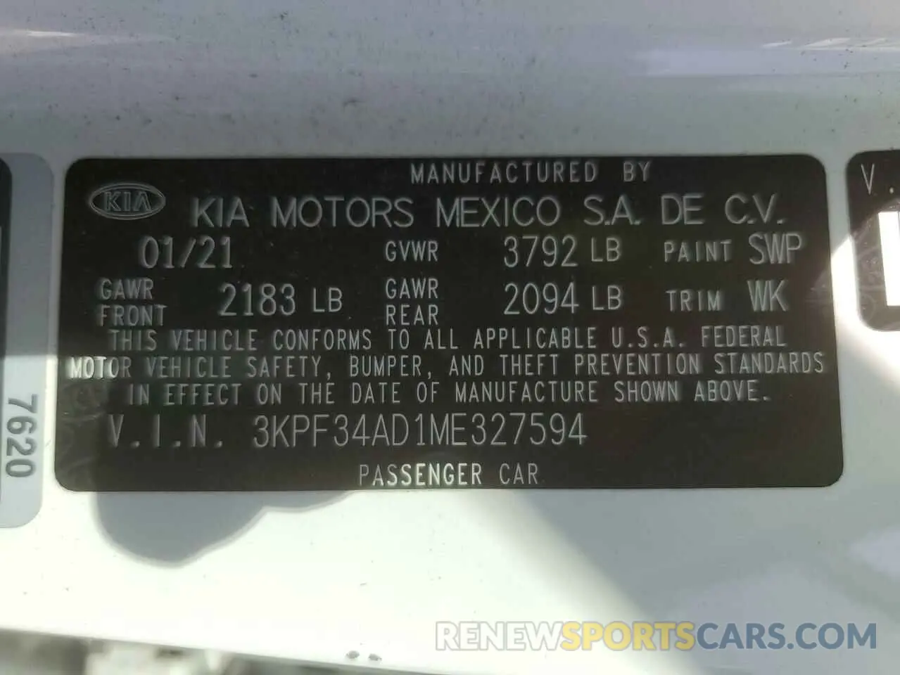 12 fotografías del automóvil dañado 3KPF34AD1ME327594 KIA FORTE 2021