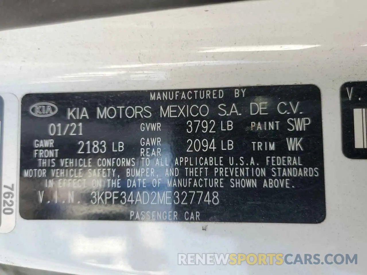 12 fotografías del automóvil dañado 3KPF34AD2ME327748 KIA FORTE 2021