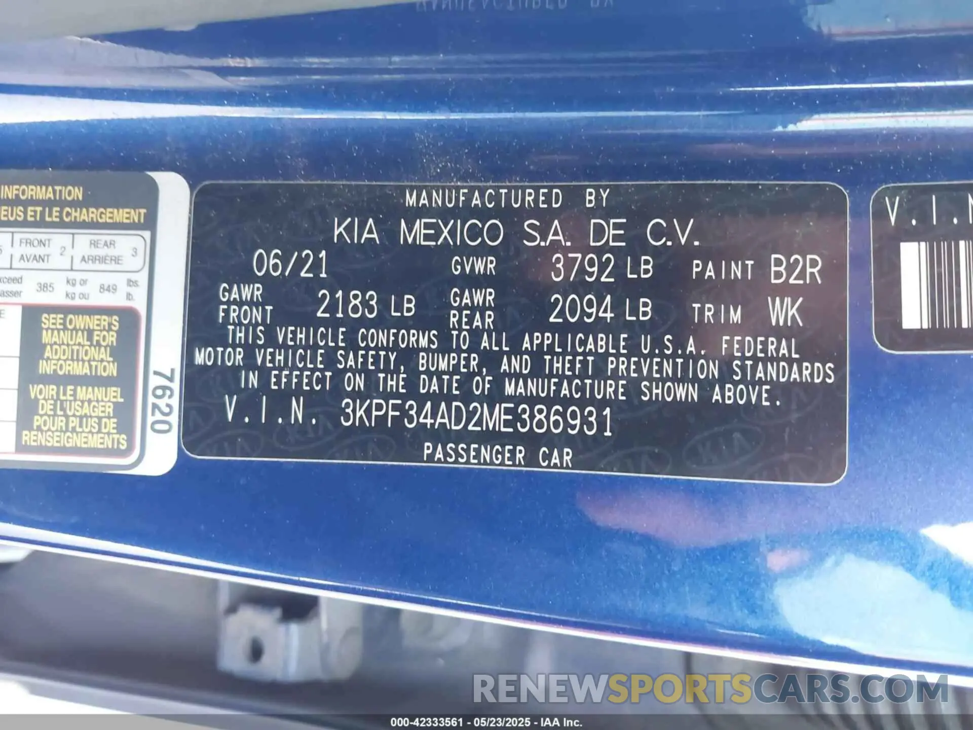 9 fotografías del automóvil dañado 3KPF34AD2ME386931 KIA FORTE 2021