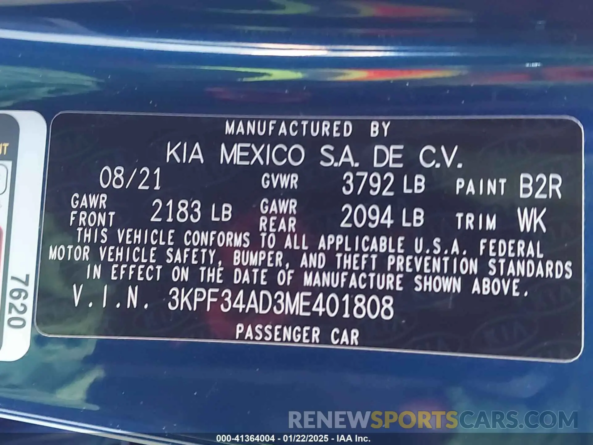 9 fotografías del automóvil dañado 3KPF34AD3ME401808 KIA FORTE 2021