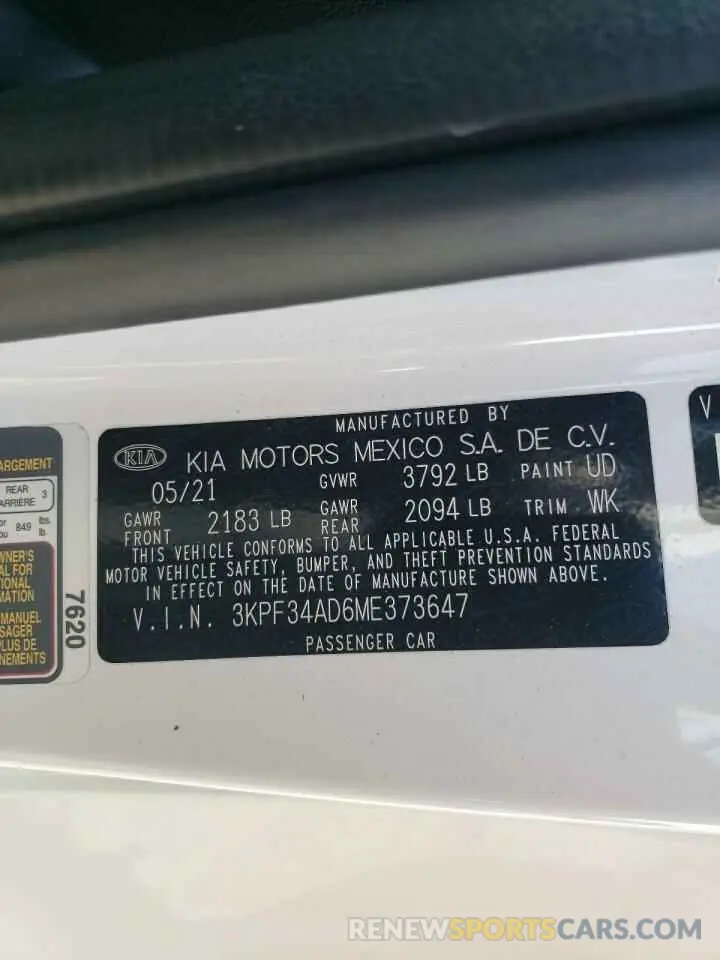 14 fotografías del automóvil dañado 3KPF34AD6ME373647 KIA FORTE 2021