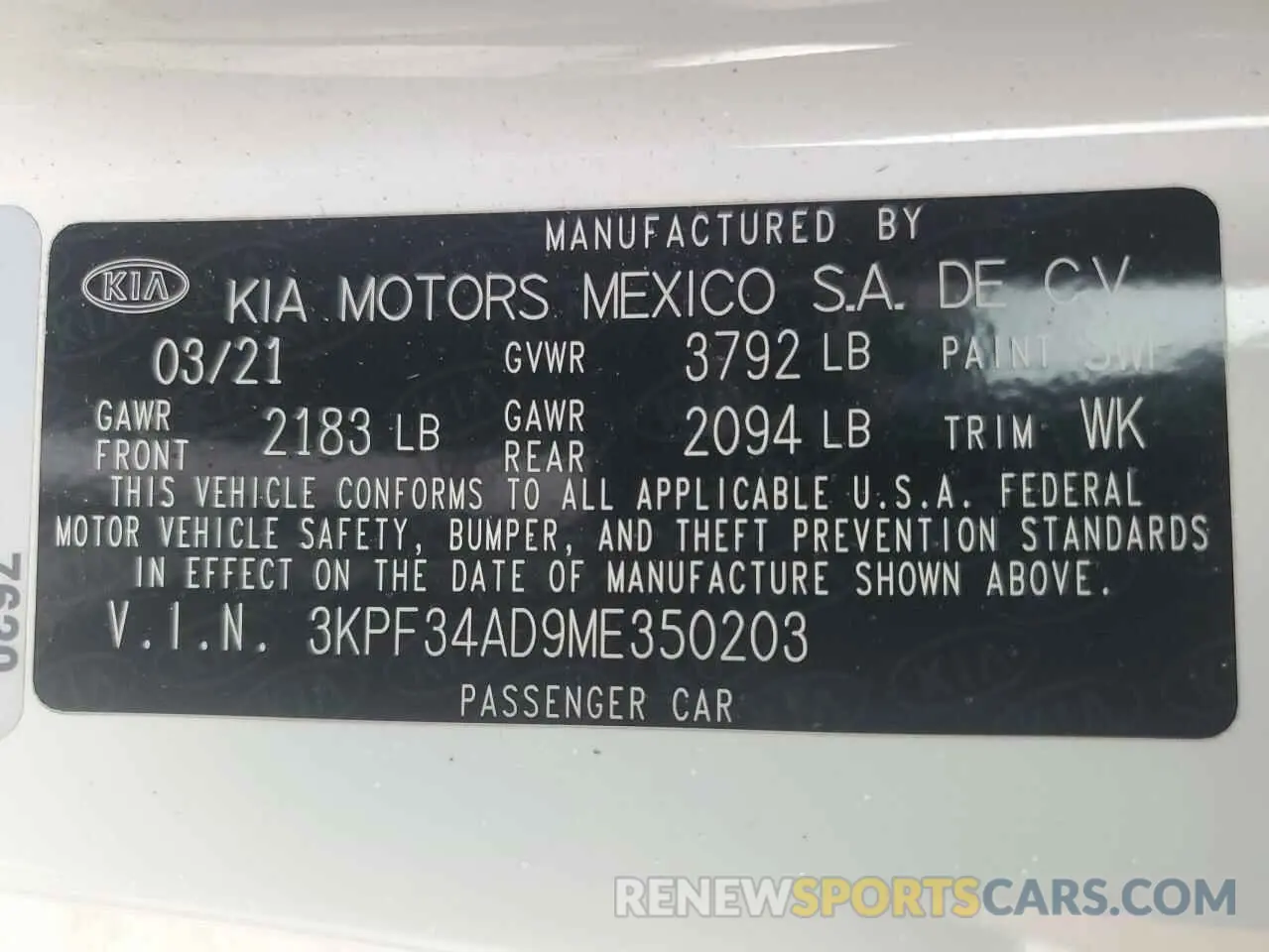 12 fotografías del automóvil dañado 3KPF34AD9ME350203 KIA FORTE 2021