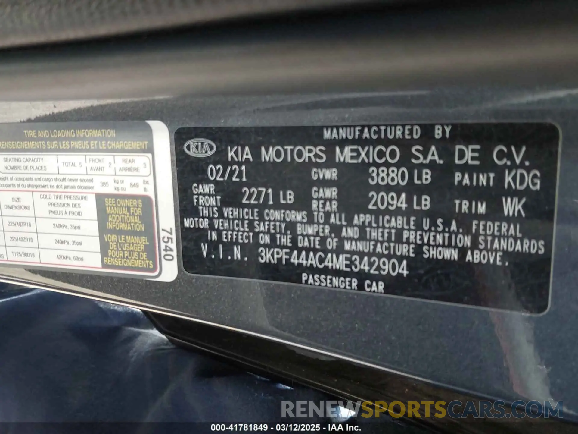9 fotografías del automóvil dañado 3KPF44AC4ME342904 KIA FORTE 2021