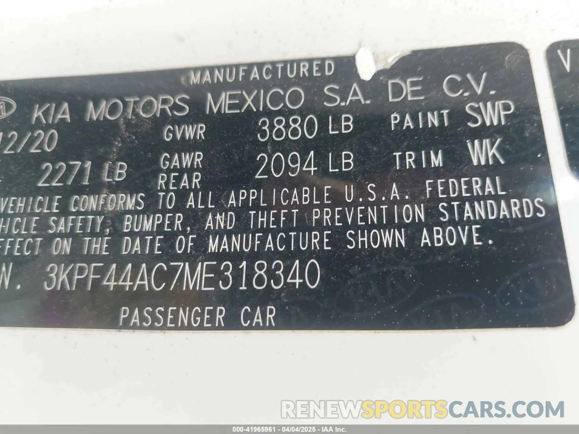 9 fotografías del automóvil dañado 3KPF44AC7ME318340 KIA FORTE 2021