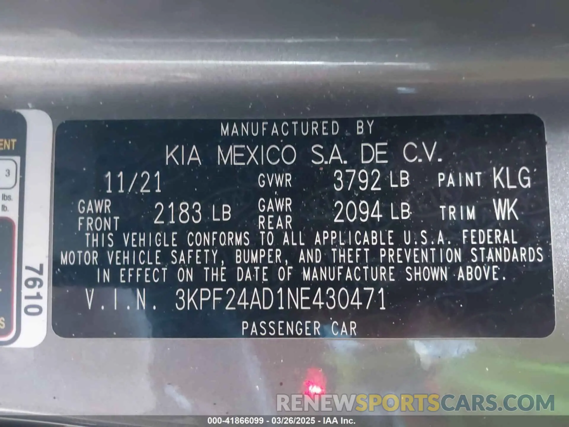 9 fotografías del automóvil dañado 3KPF24AD1NE430471 KIA FORTE 2022