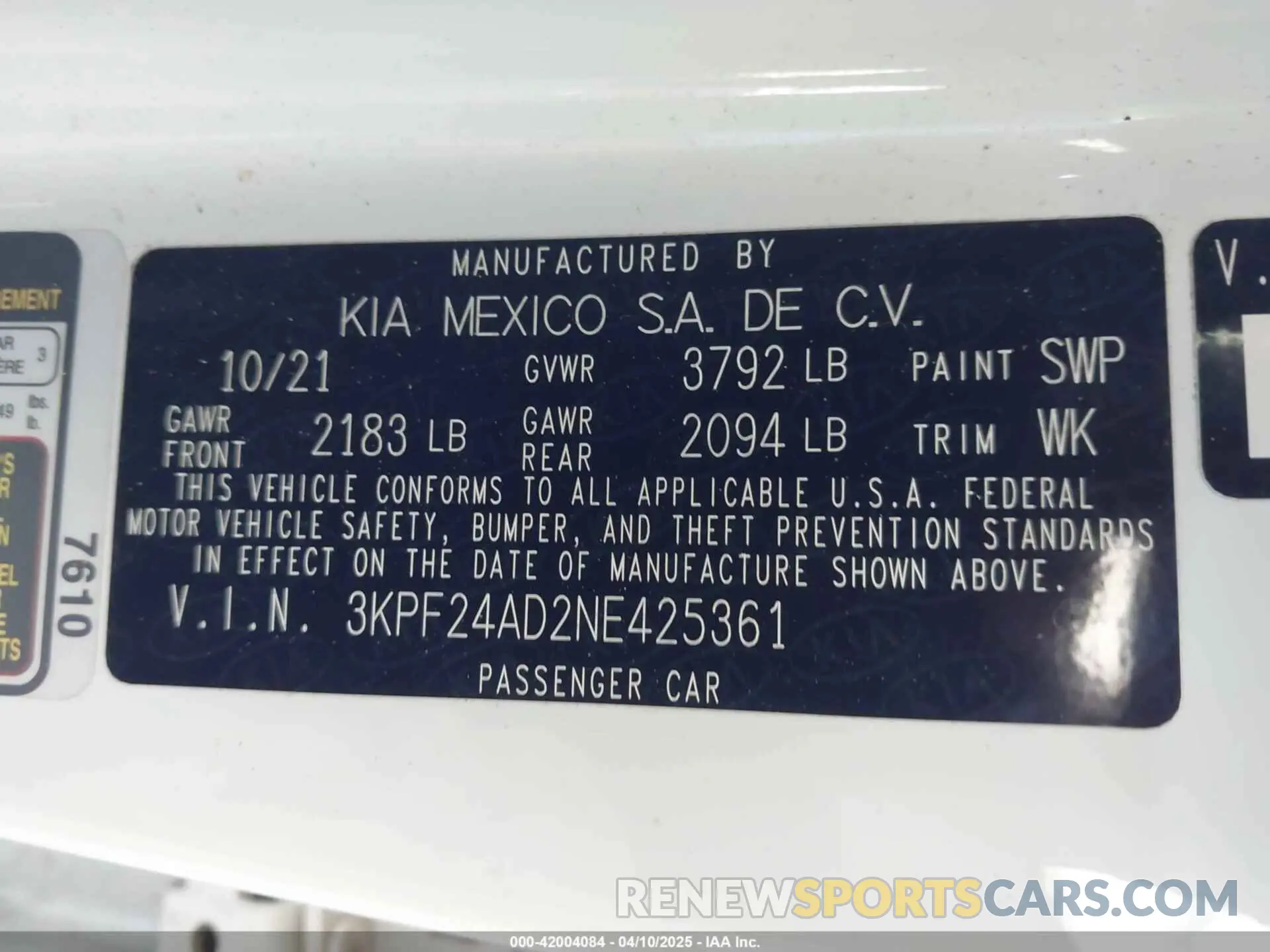 9 fotografías del automóvil dañado 3KPF24AD2NE425361 KIA FORTE 2022