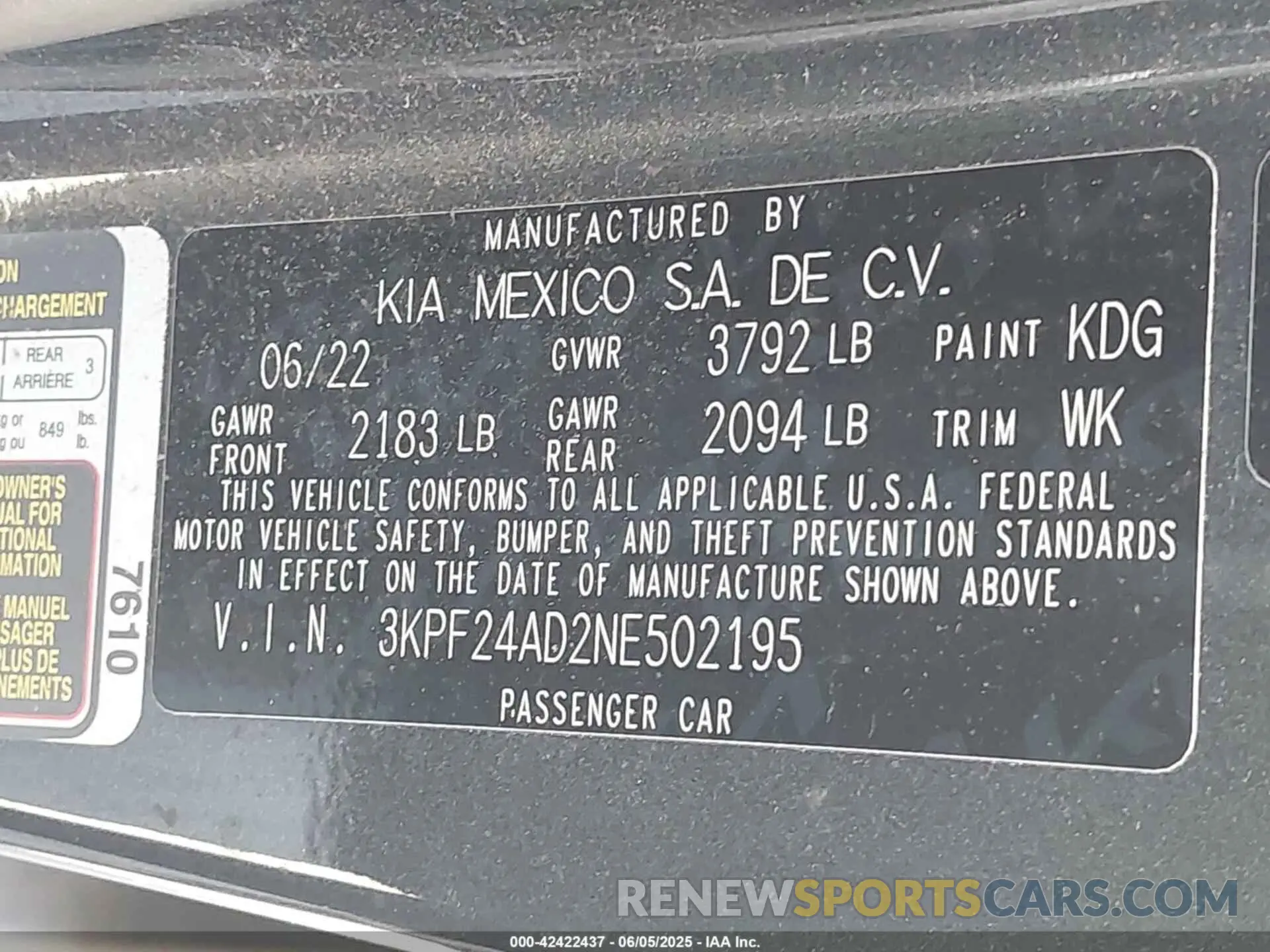 9 fotografías del automóvil dañado 3KPF24AD2NE502195 KIA FORTE 2022