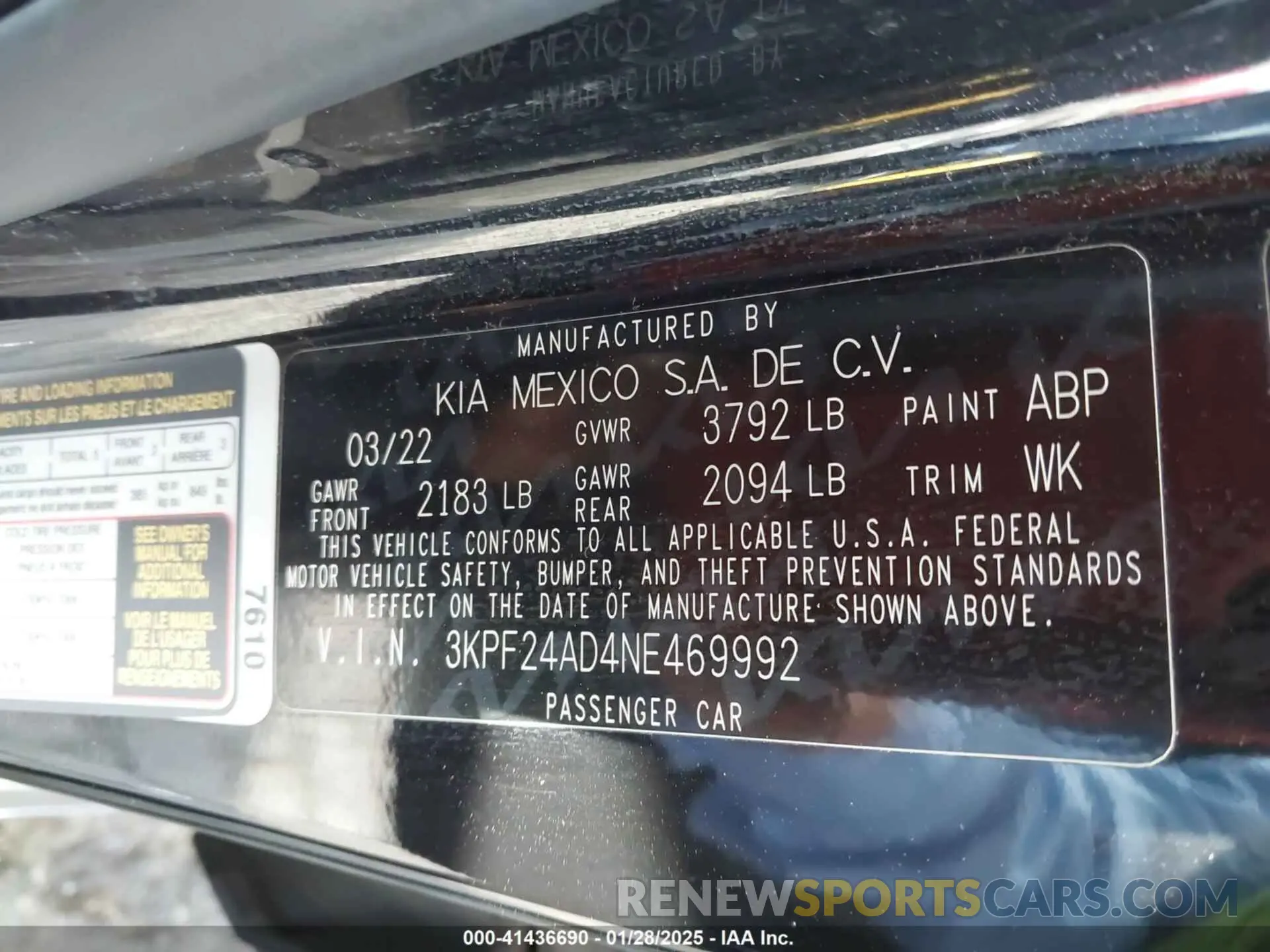 9 fotografías del automóvil dañado 3KPF24AD4NE469992 KIA FORTE 2022