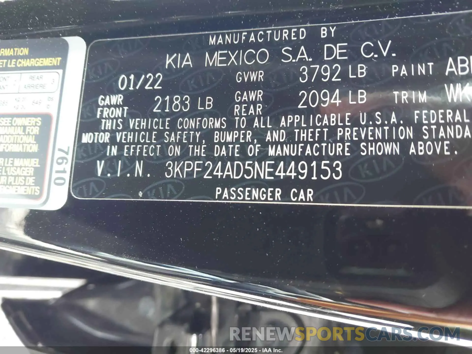 9 fotografías del automóvil dañado 3KPF24AD5NE449153 KIA FORTE 2022