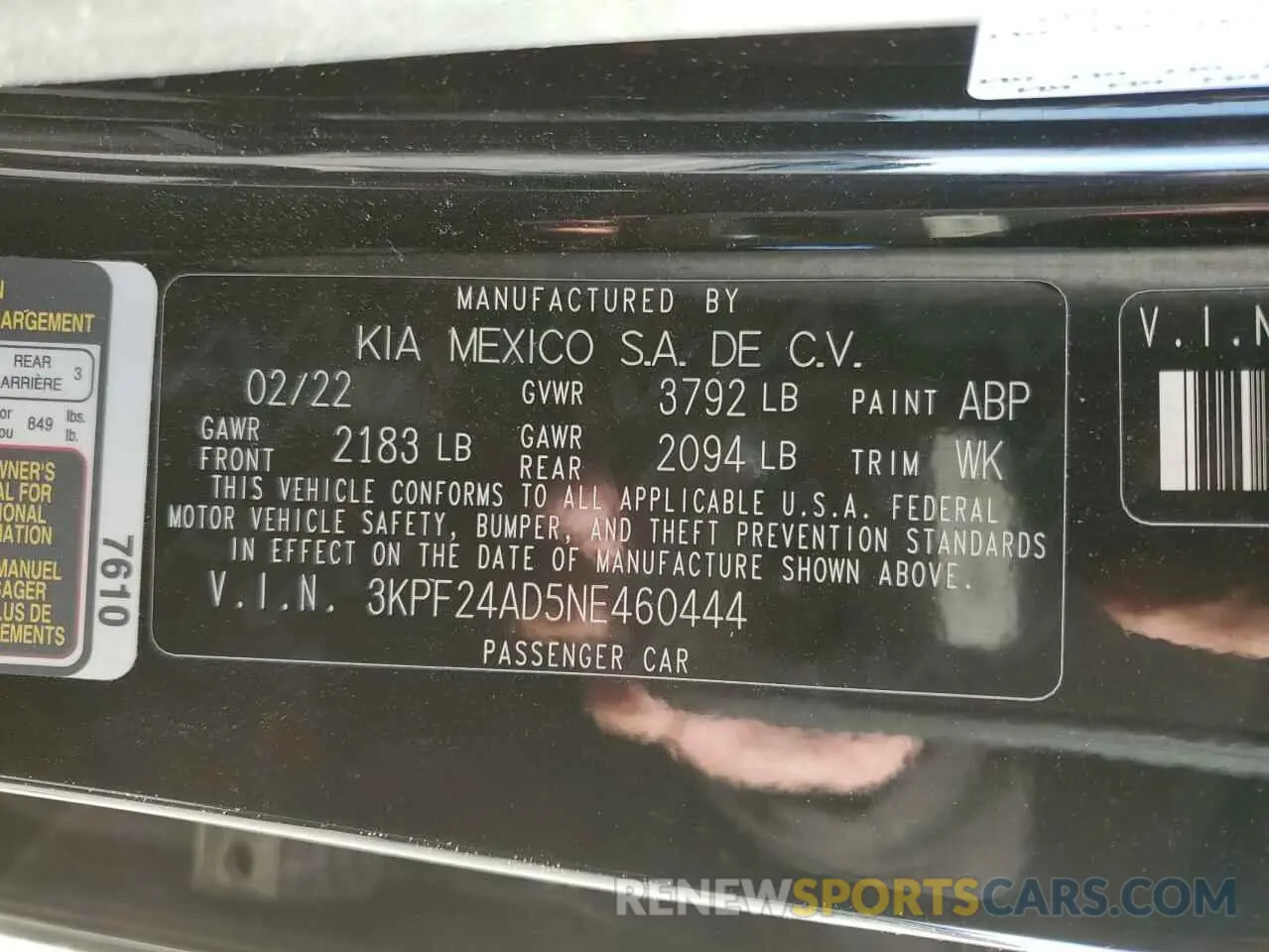 13 fotografías del automóvil dañado 3KPF24AD5NE460444 KIA FORTE 2022