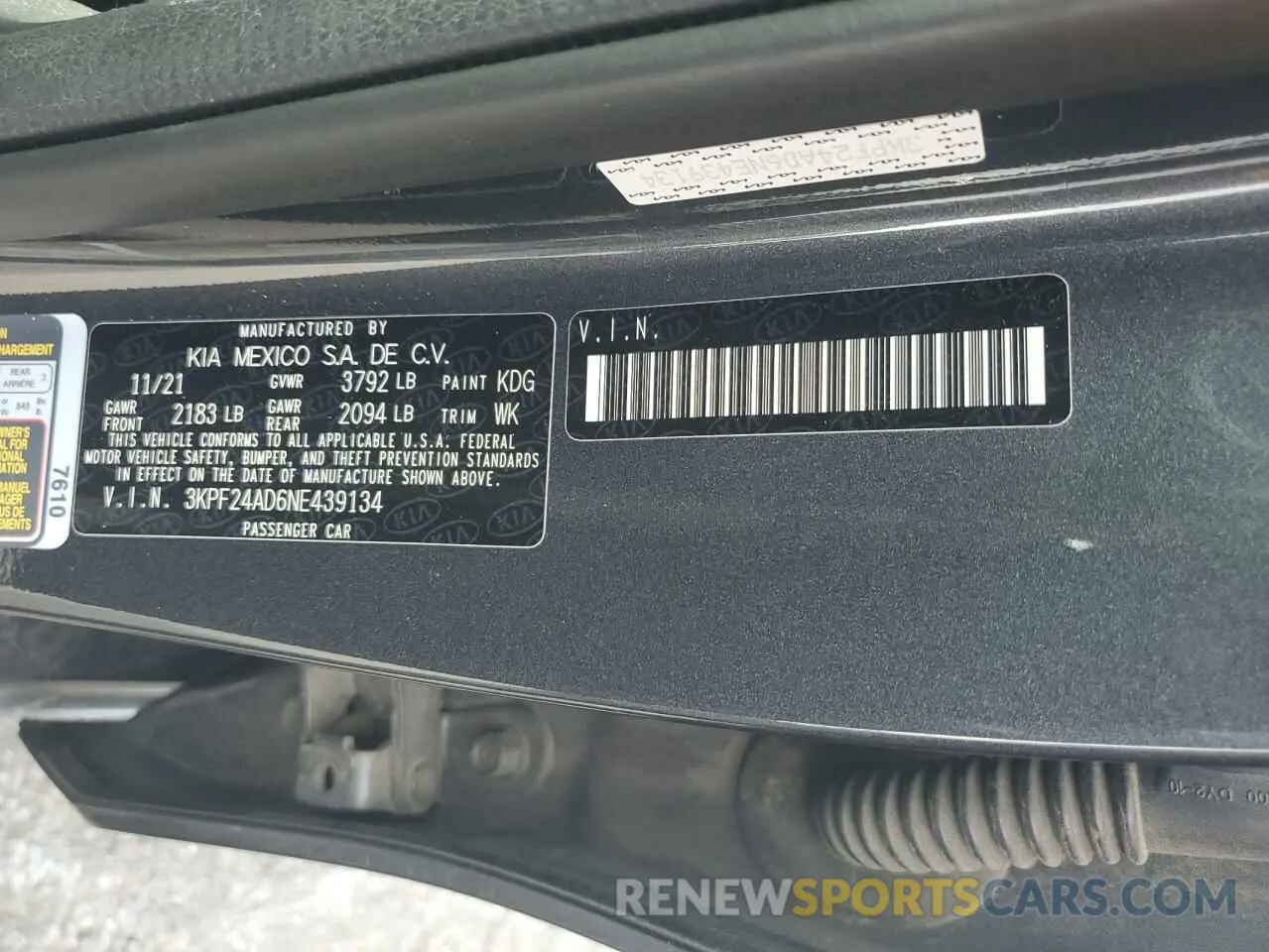 12 fotografías del automóvil dañado 3KPF24AD6NE439134 KIA FORTE 2022