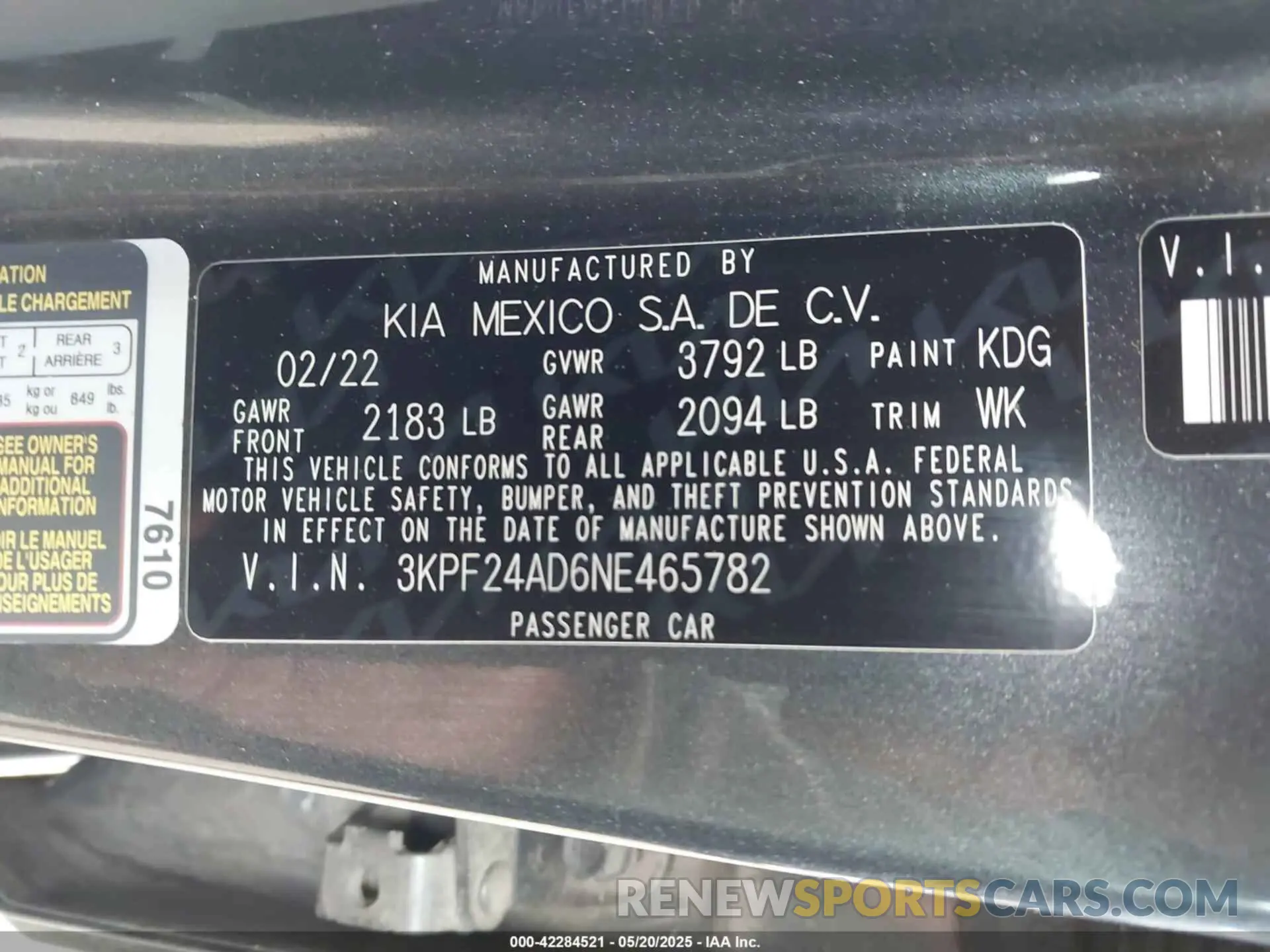 9 fotografías del automóvil dañado 3KPF24AD6NE465782 KIA FORTE 2022